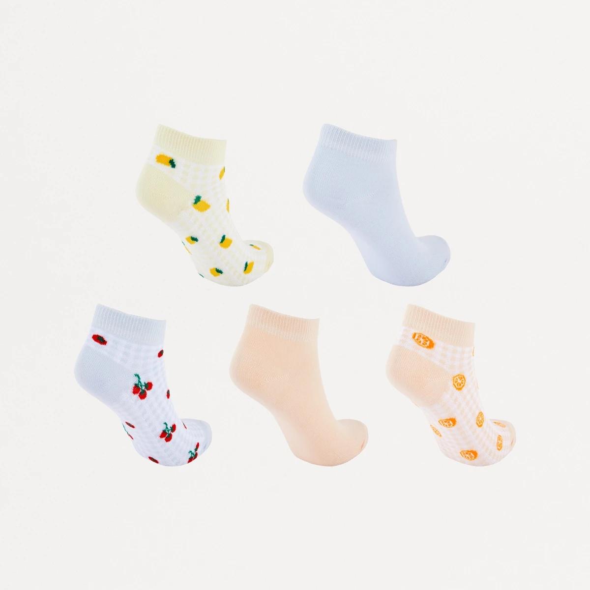 2 5 Pack Fashion Low Cut Socks FRUIT CHECK MULTI PACK, 2 of 3