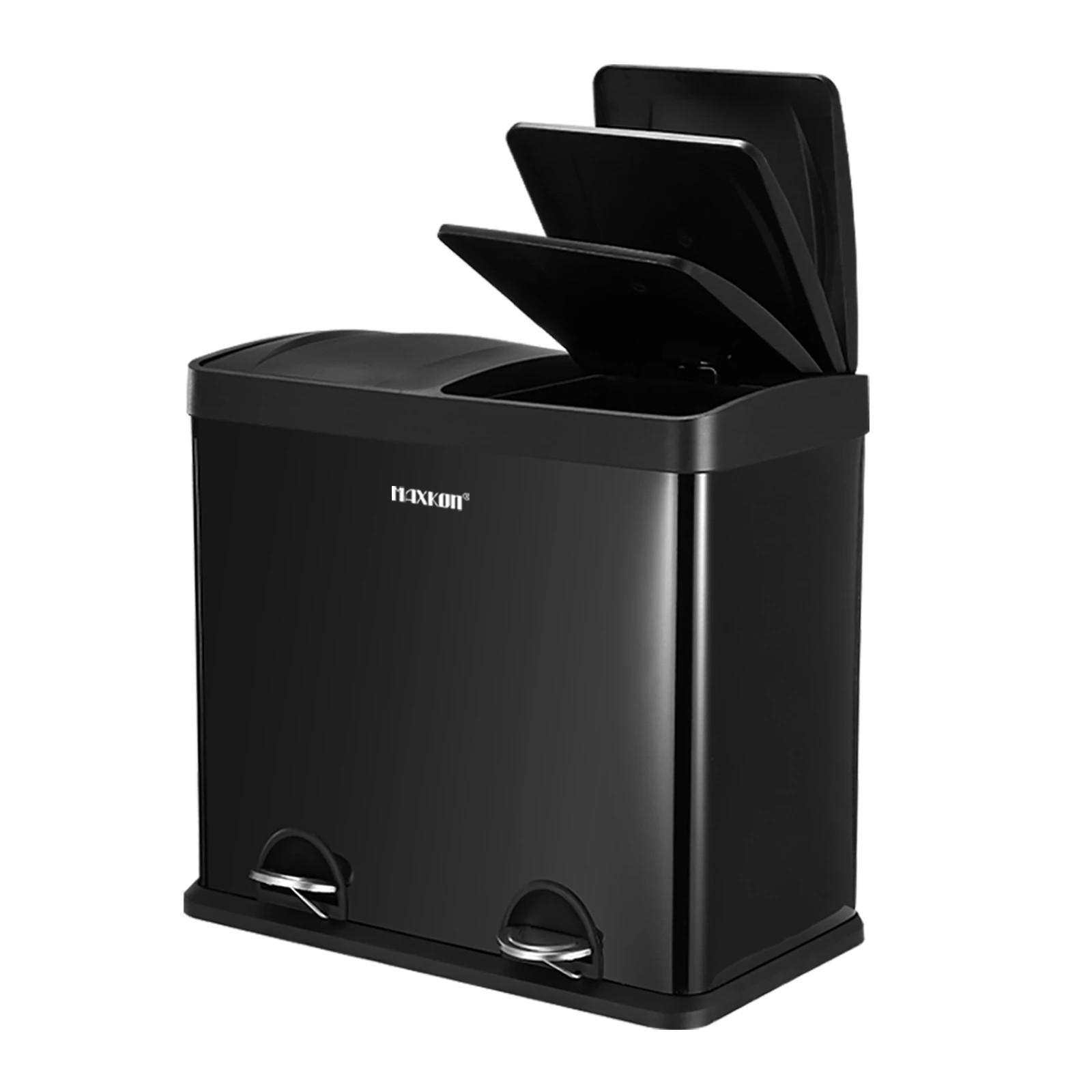 5 Maxkon 48L Rubbish Bin Dual Compartment Pedal Recycling Trashcan Kitchen Waste Garbage Household Stepbin Coated Steel, 5 of 6