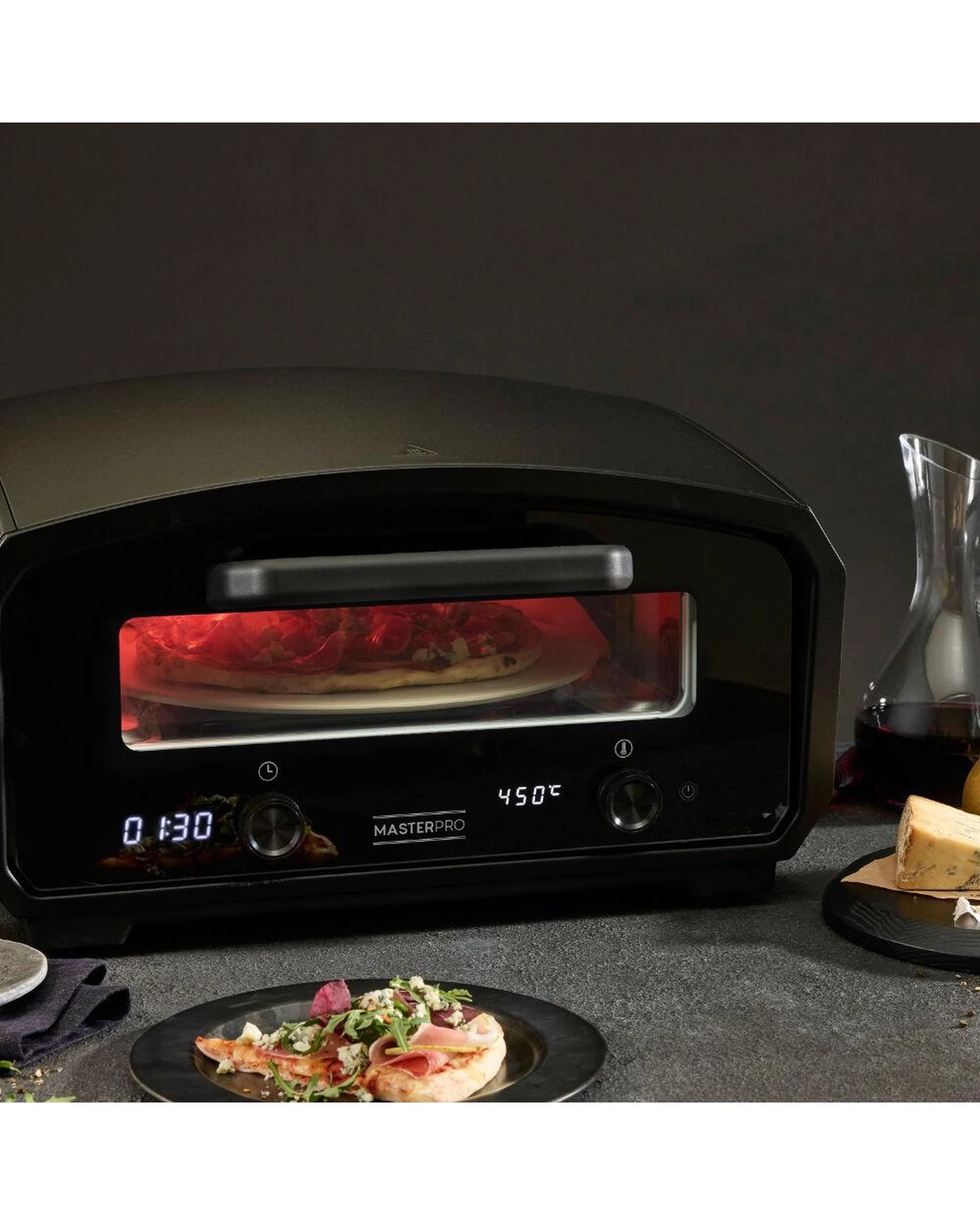 8 MasterPro 13" Indoor & Outdoor Pizza Oven  Black 56 x 50 x 30cm, 8 of 10