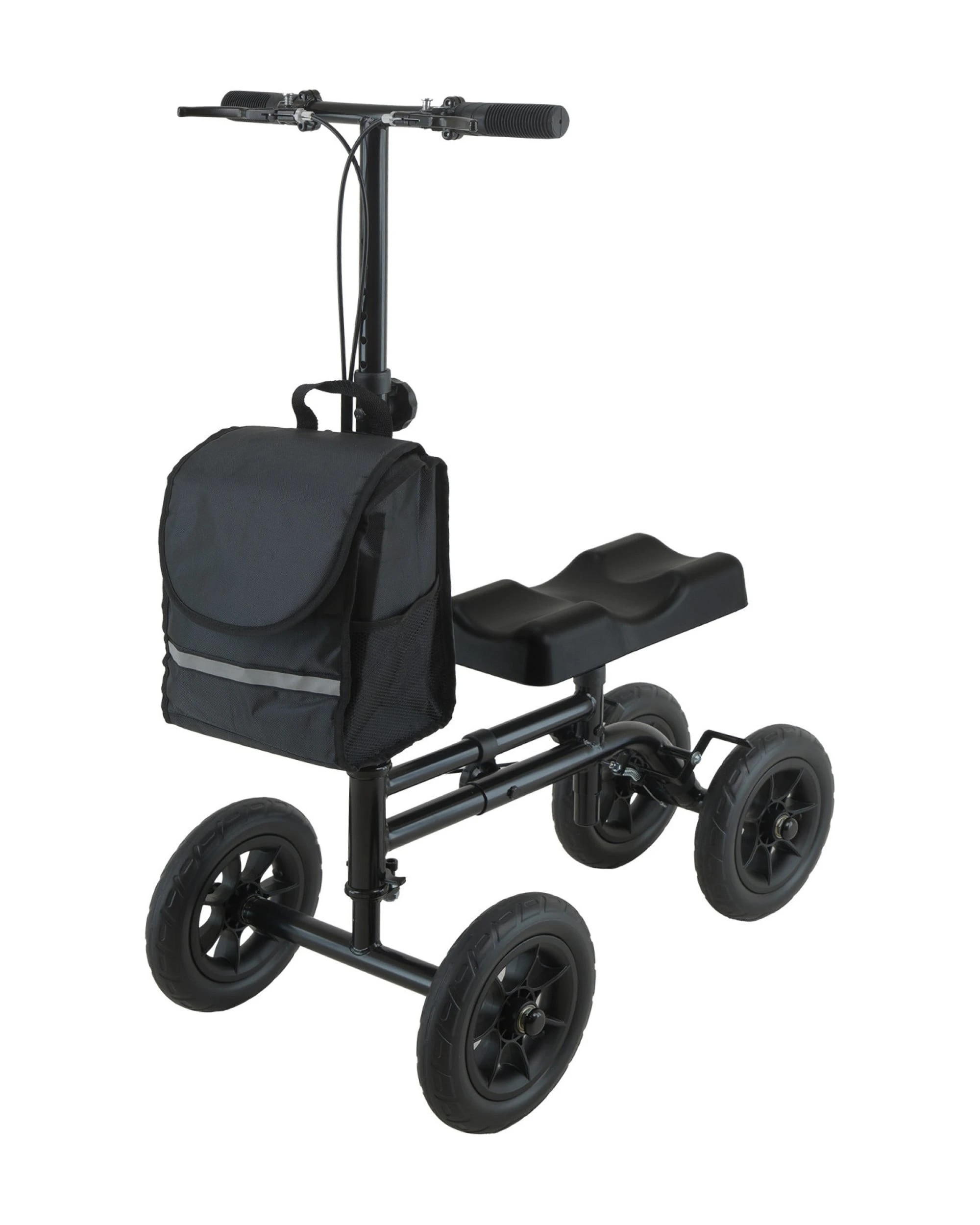 1 Orthonica Foldable Steel Knee Scooter 136kg Capacity, Height-Adjustable Walker - Black, 1 of 9