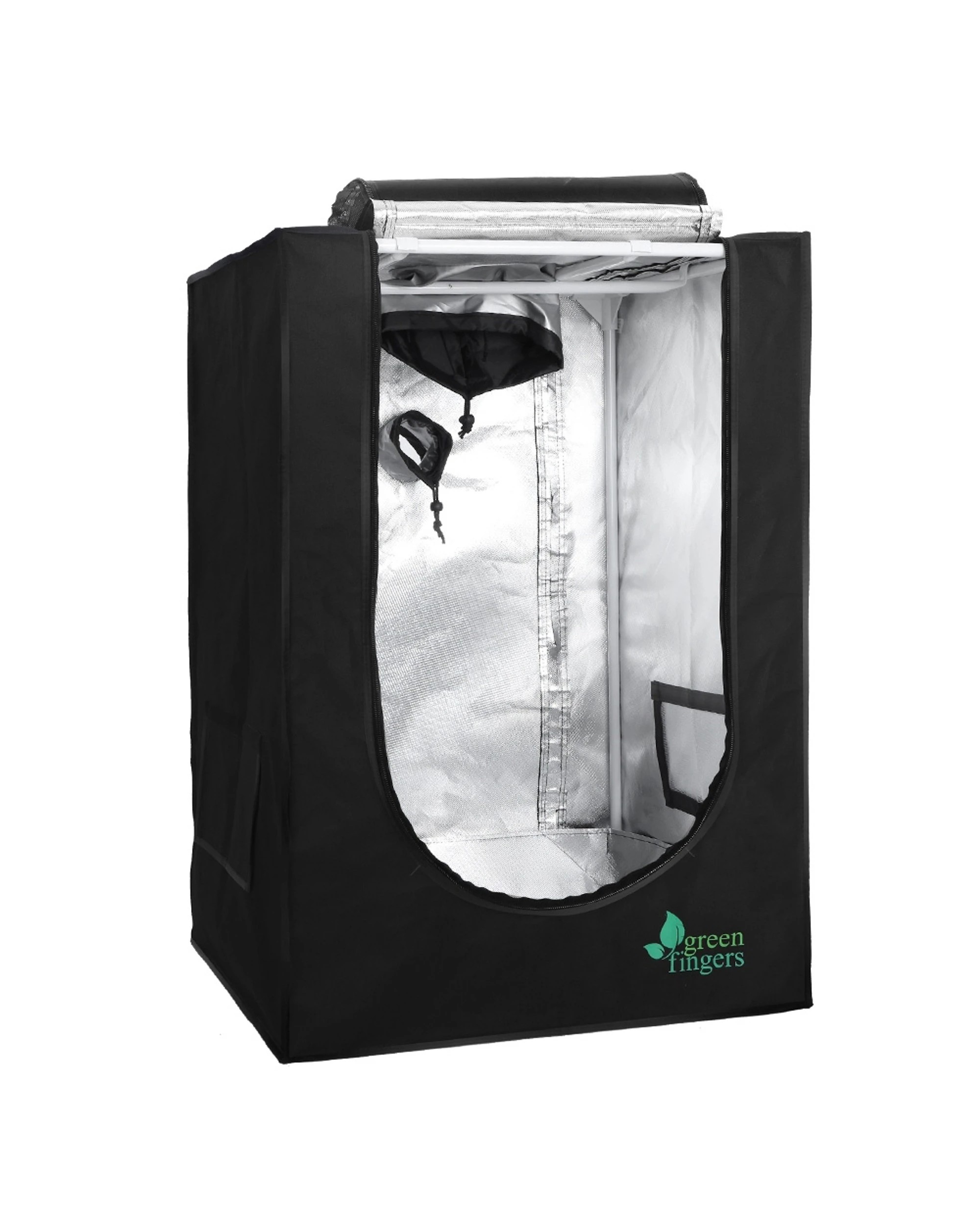 1 Green Fingers Grow Tent 60x60x90CM Hydroponics Kit Indoor Plant Room System - Black, 1 of 4