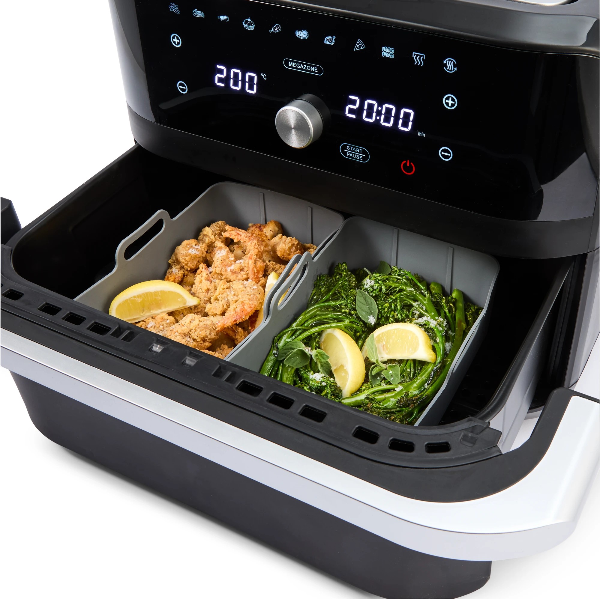 1 2 Pack Silicone Rectangle Air Fryer Trays - Grey, 1 of 10