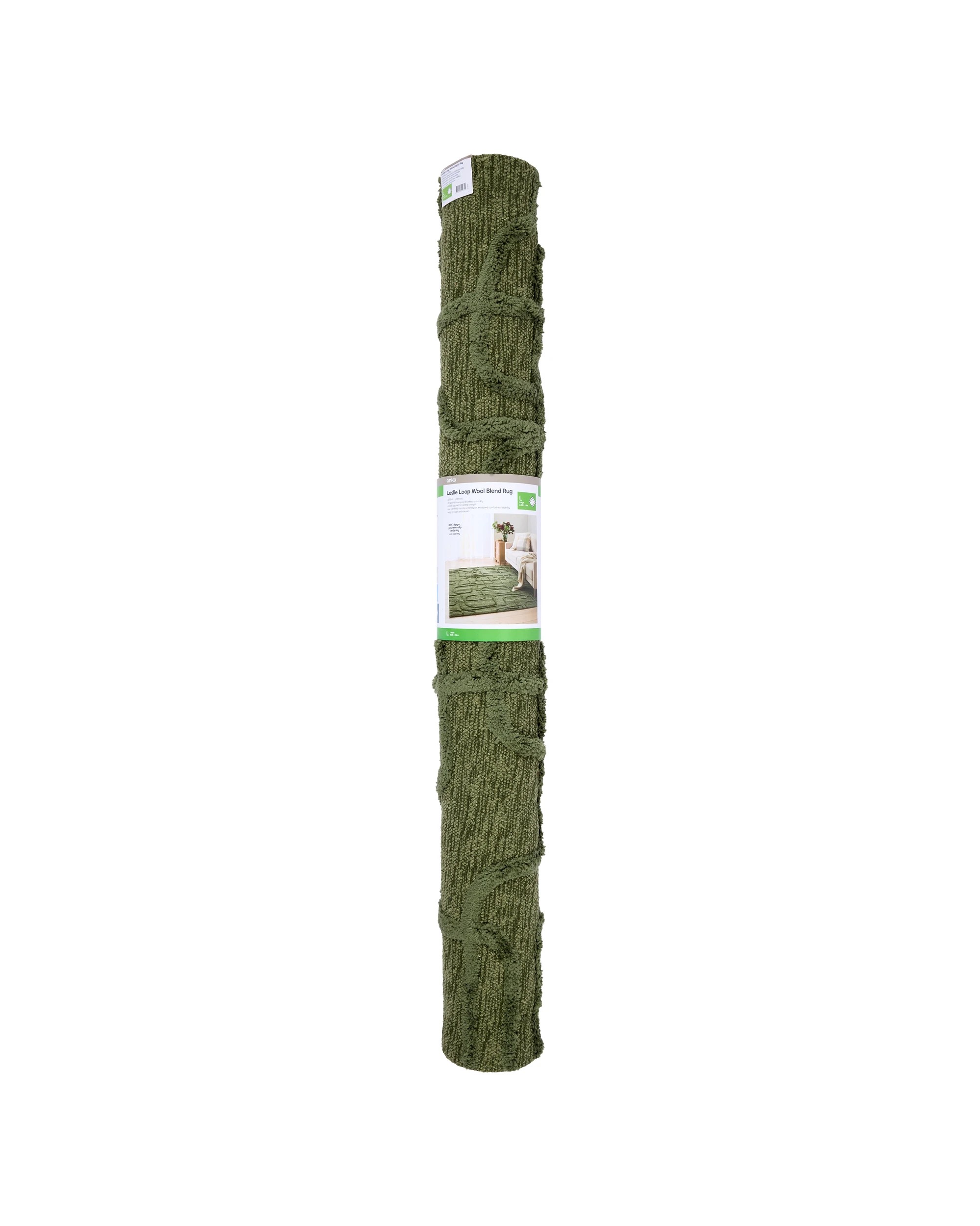 7 Leslie Loop Wool Blend Rug - Green, Large - 235cm x 160cm, 7 of 9