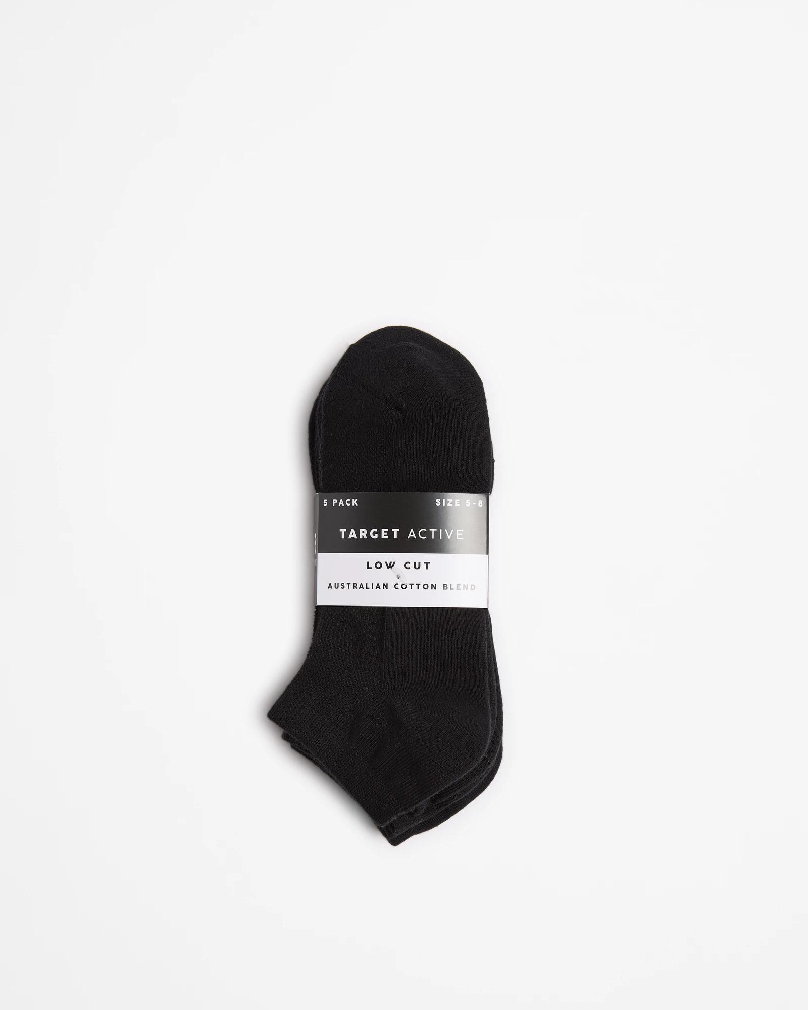 3 Target Active Australian Cotton Blend 5 Pack Low Cut Sport Socks BLACK, 3 of 3
