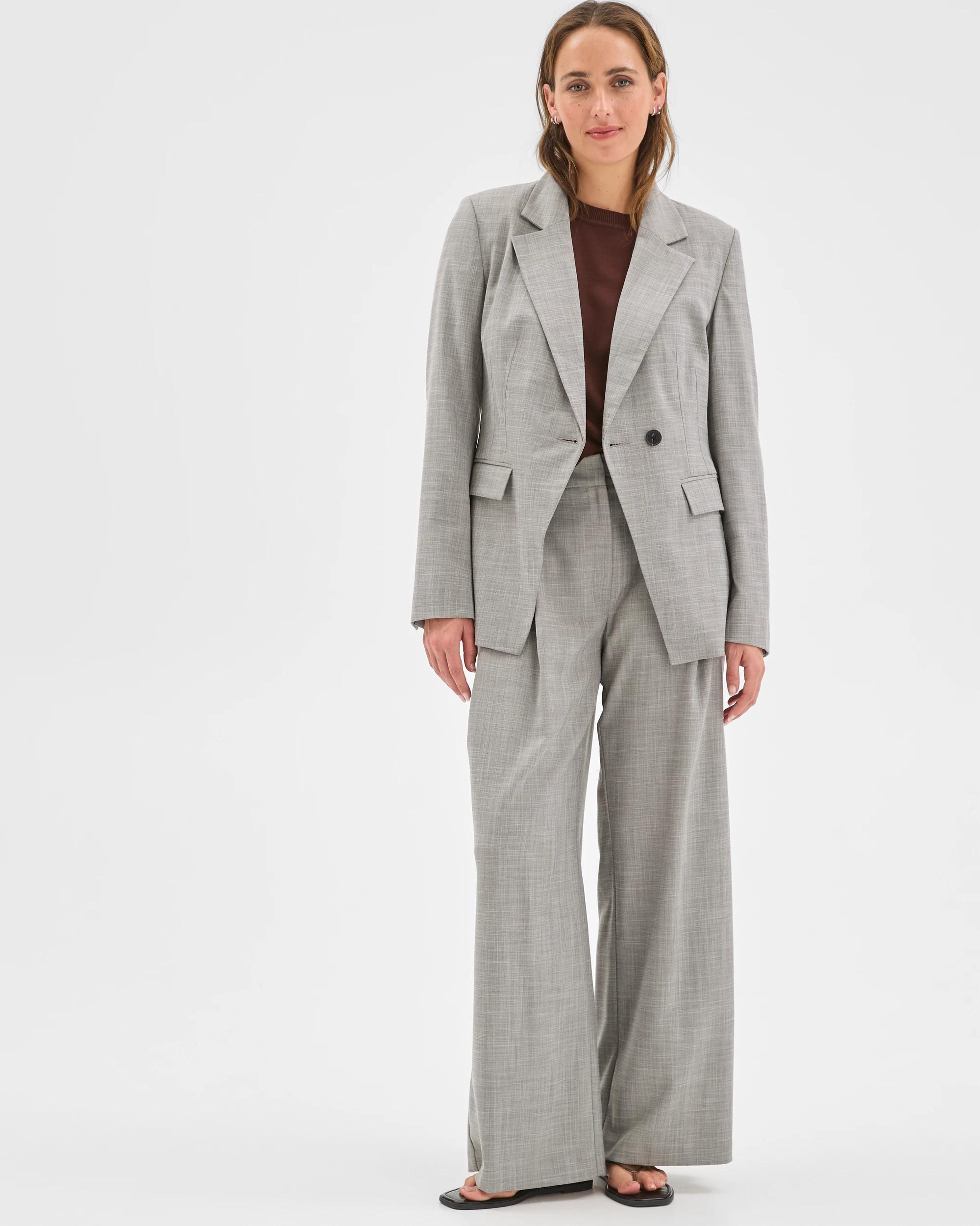 2 Preview Cinched Waist Blazer GREY MELANGE, 2 of 7