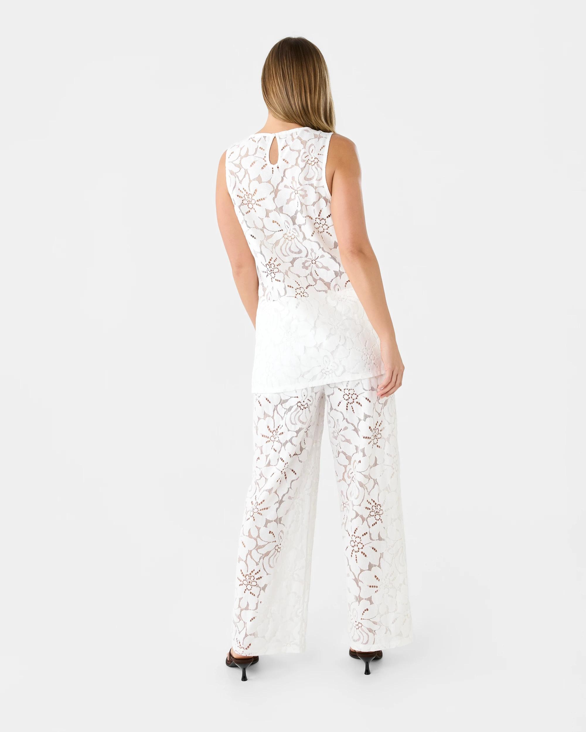 4 Lace Wide Leg Pants Cld White, 4 of 5