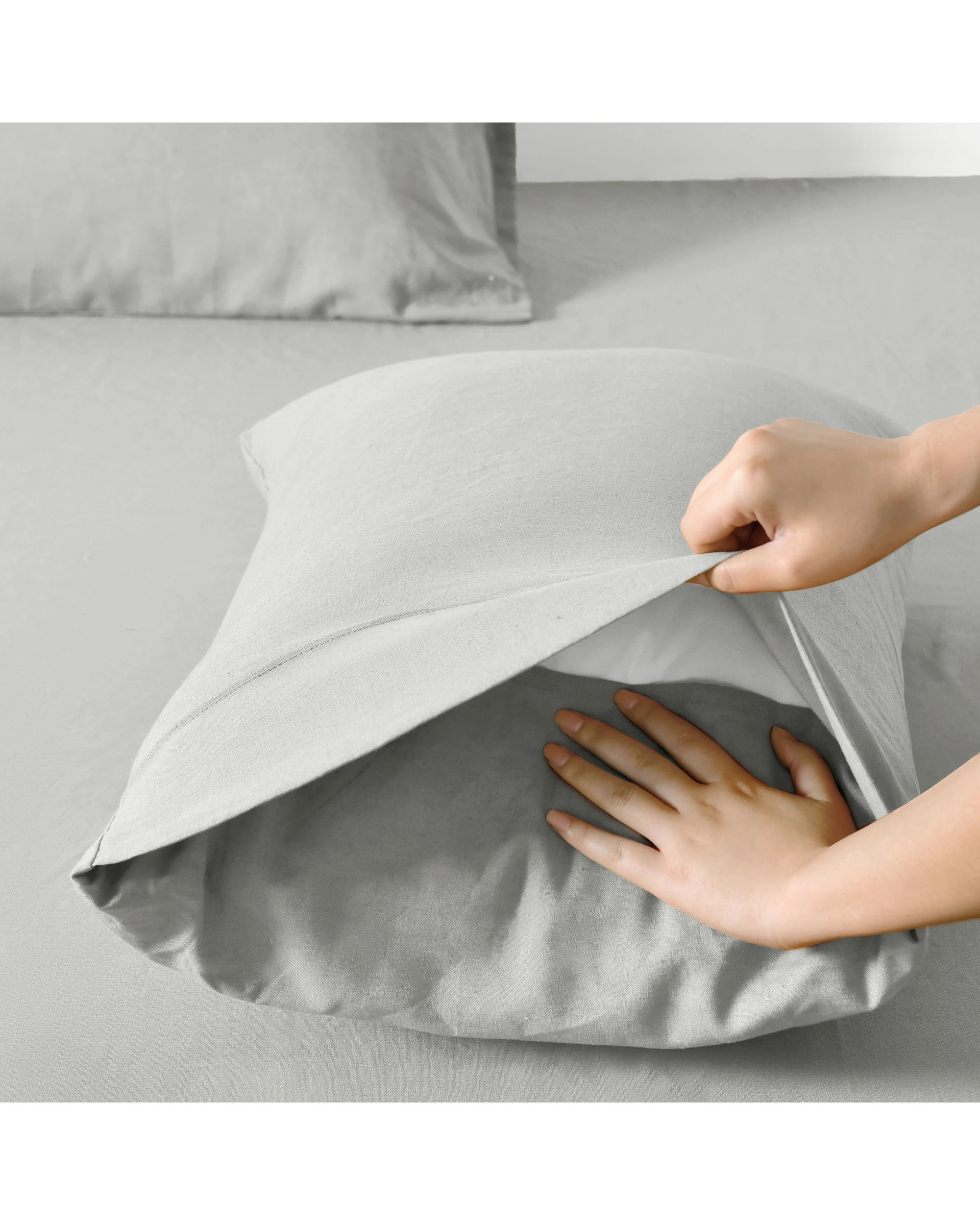 3 Dreamaker Linen Cotton King Pillowcase Twin Pack - Dove Grey, 3 of 5
