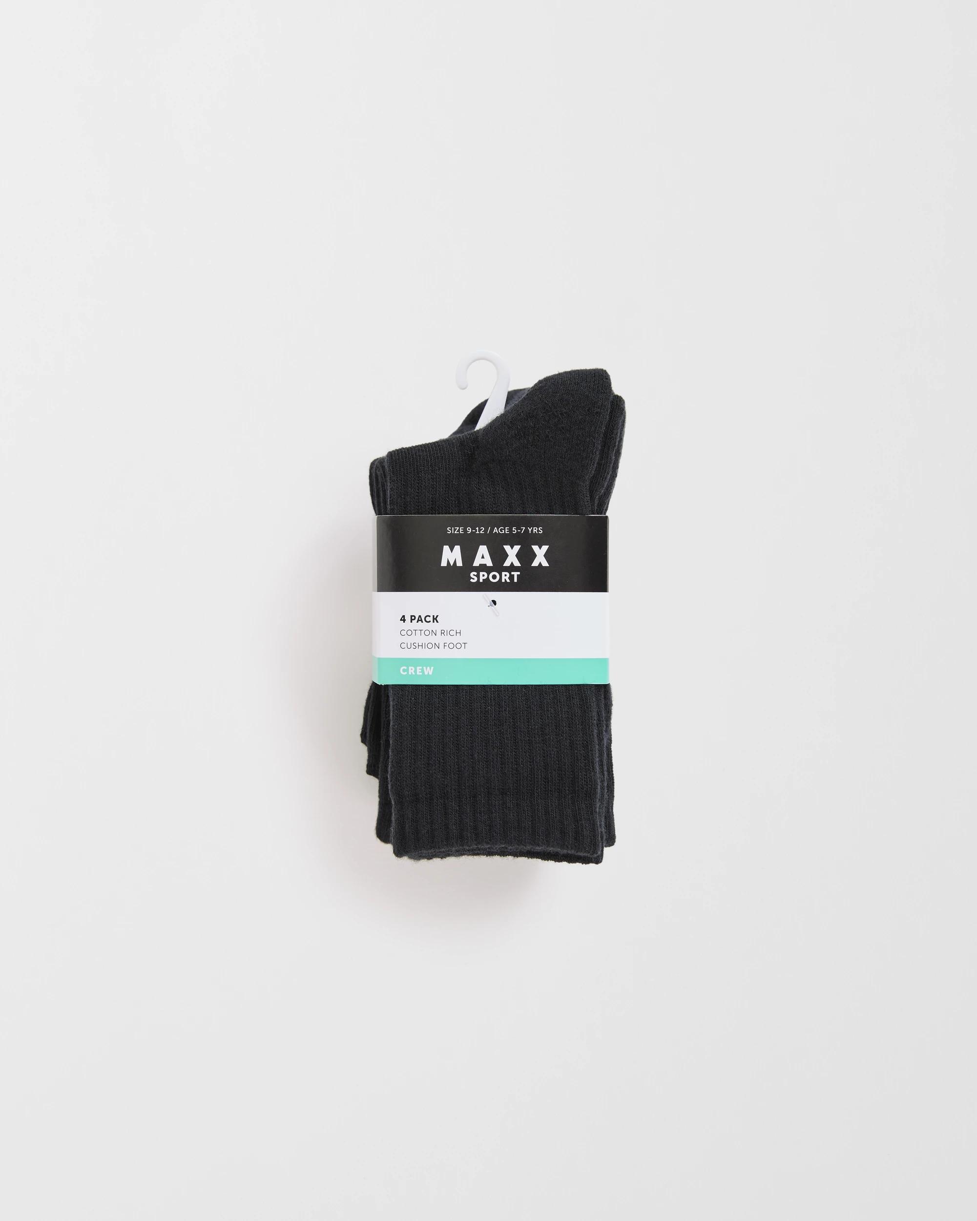 3 Maxx 4 Pack Sports Crew Socks BLACK, 3 of 3