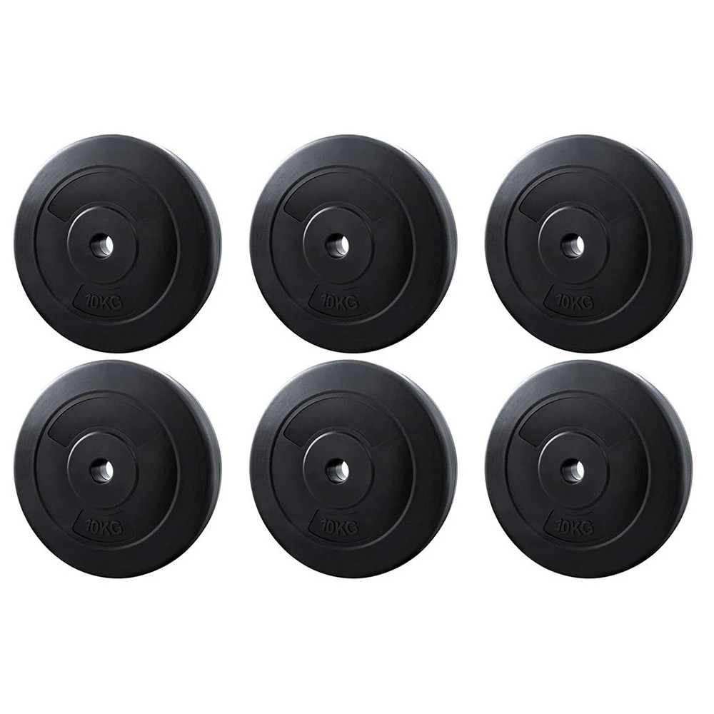 1 Everfit 60kg Barbell Weight Plates Standard Home Gym Press Fitness - Black, 1 of 6
