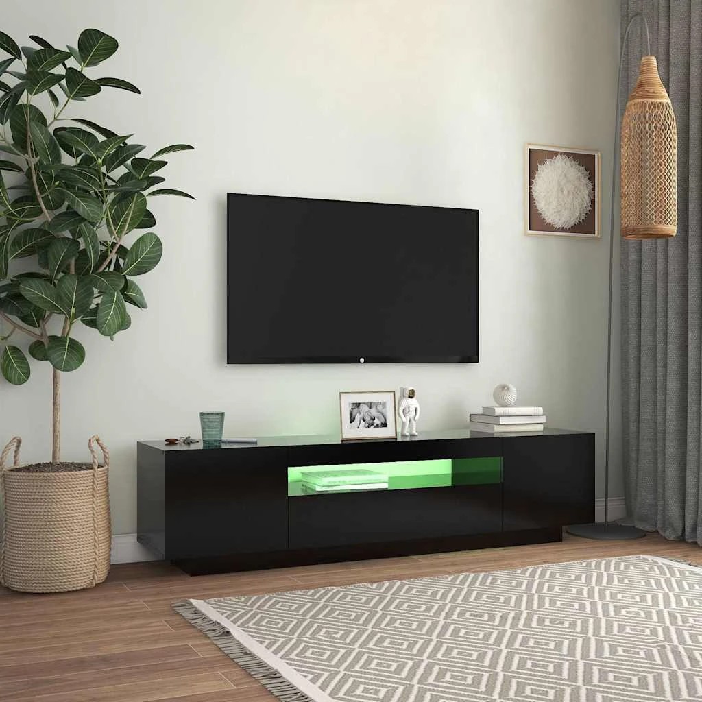 3 Vidaxl Tv Cabinet Tv Cabint With Led Light - Black, 3 of 10