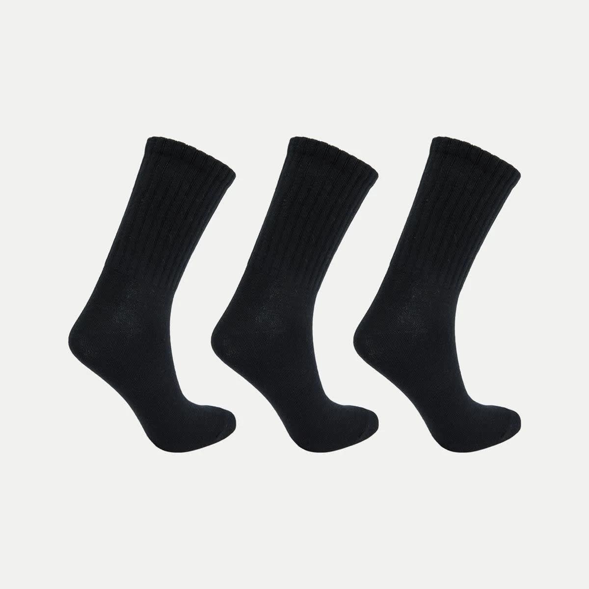 2 3 Pack Chunky Ribbed Full Crew Socks BLACK, 2 of 3