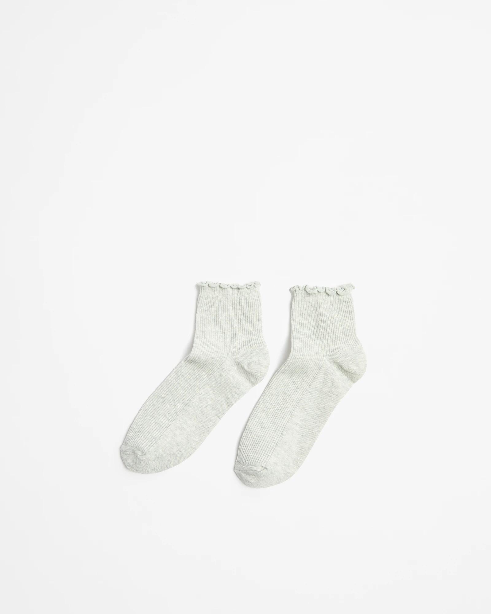 1 Target Australian Cotton Blend Frill Quarter Crew Socks GREY MARLE, 1 of 3