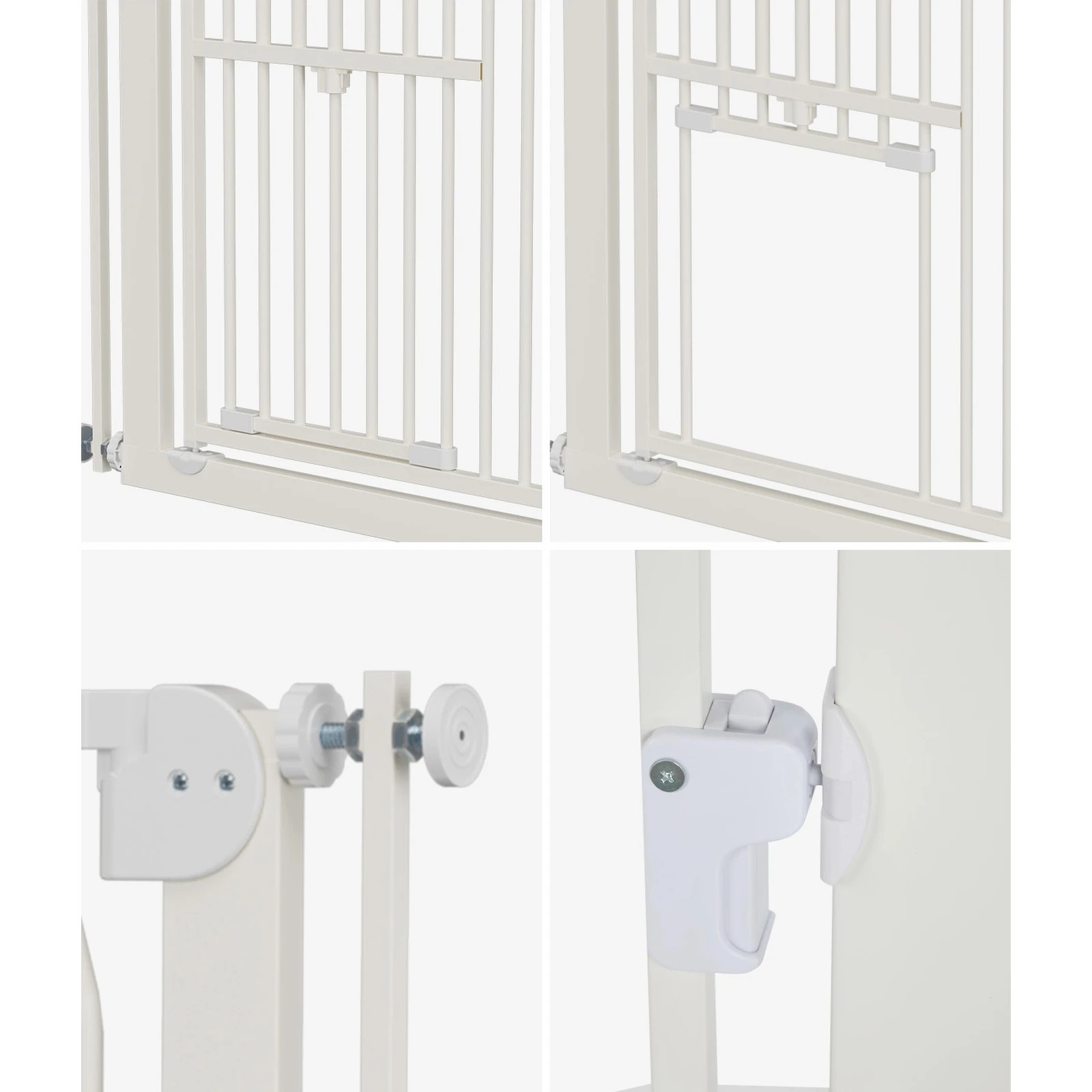 3 Alopet 143cm Retractable Safety Gate Pet Dog Cat with Walk Through Door - White, 3 of 7