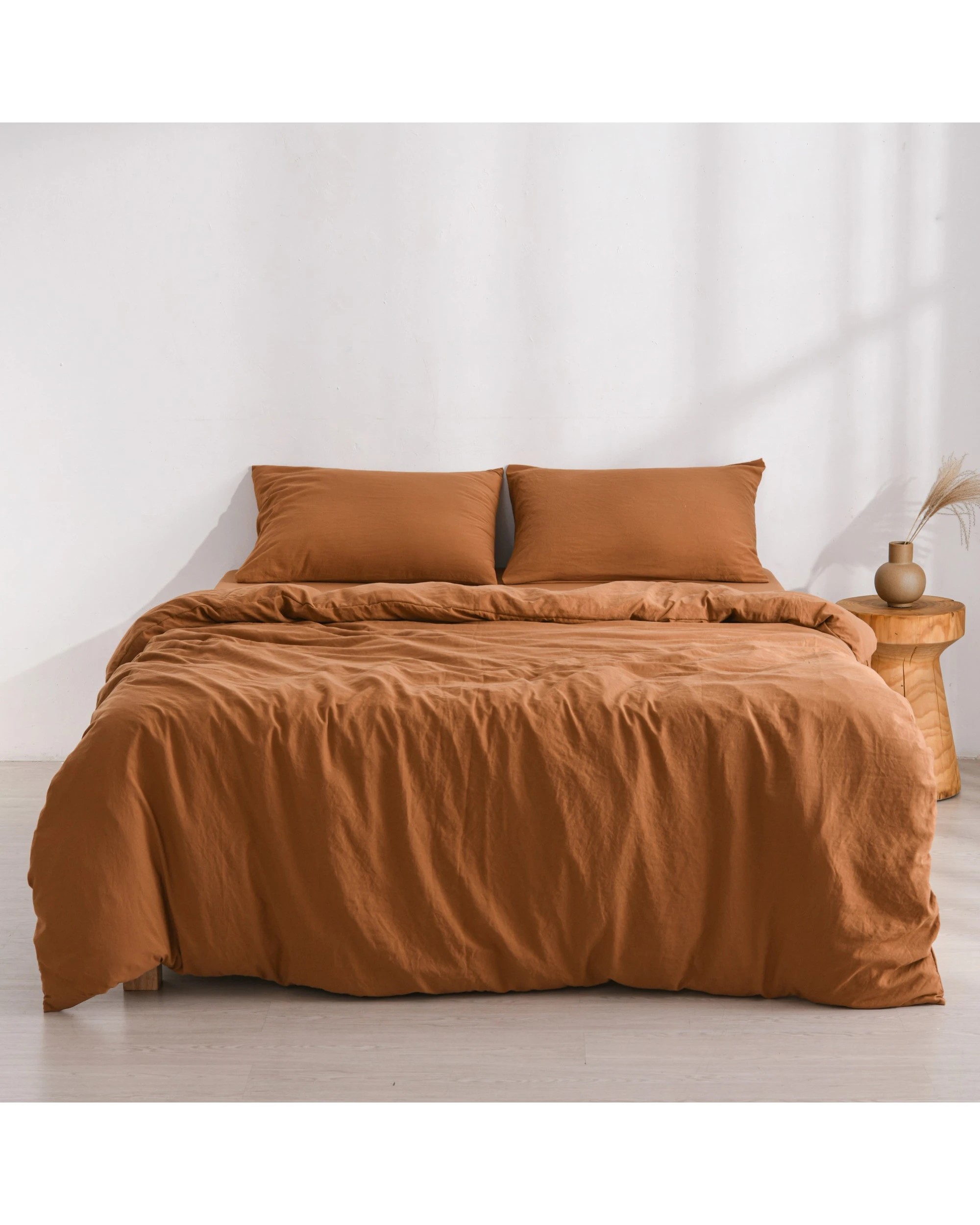 1 Dreamaker Superfine Washed Microfibre Quilt Cover Set - Double Bed - Rust, 1 of 7