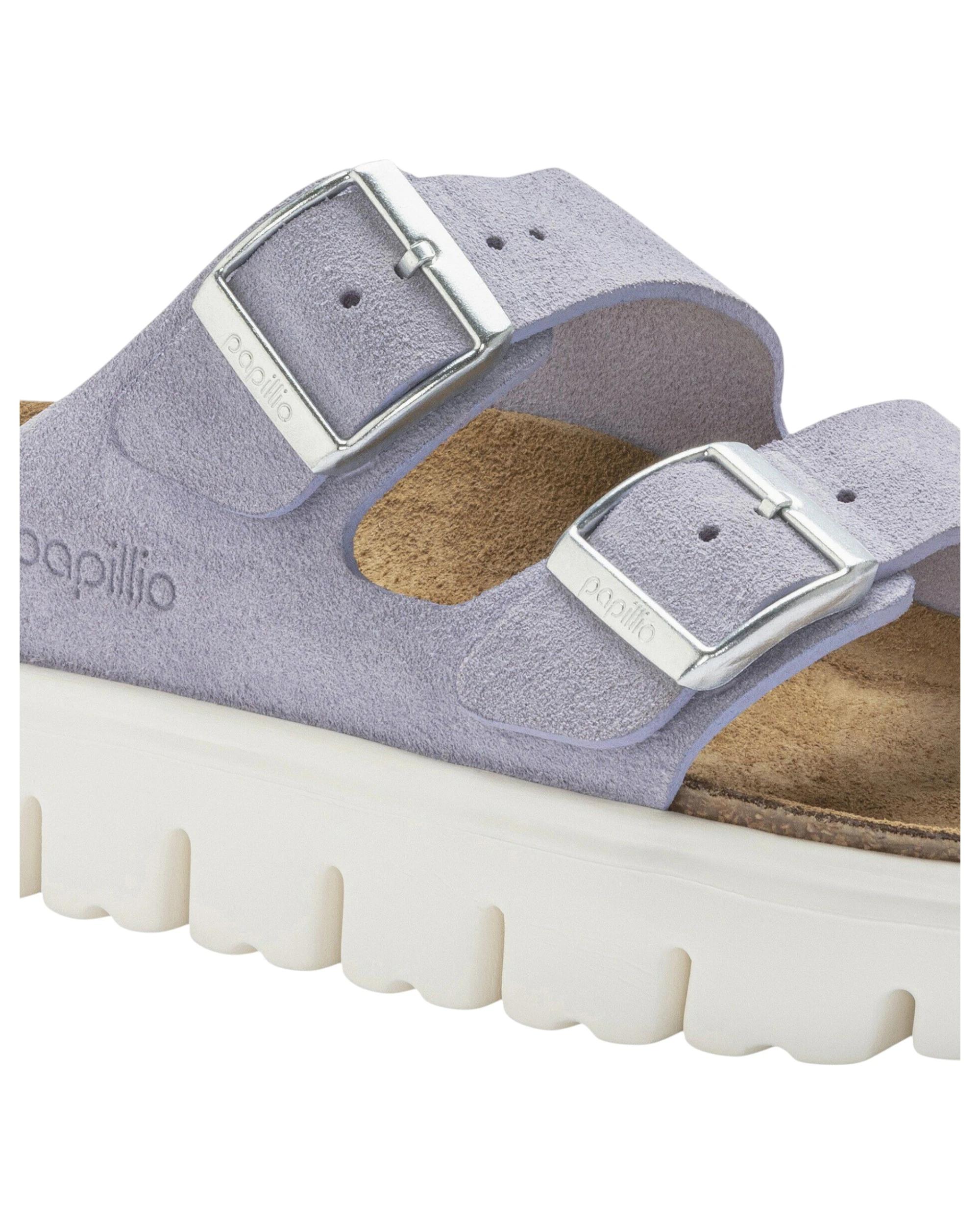 6 Birkenstock Womens Arizona Chunky Suede Leather Narrow Slip On Sandals PURPLE, 6 of 7