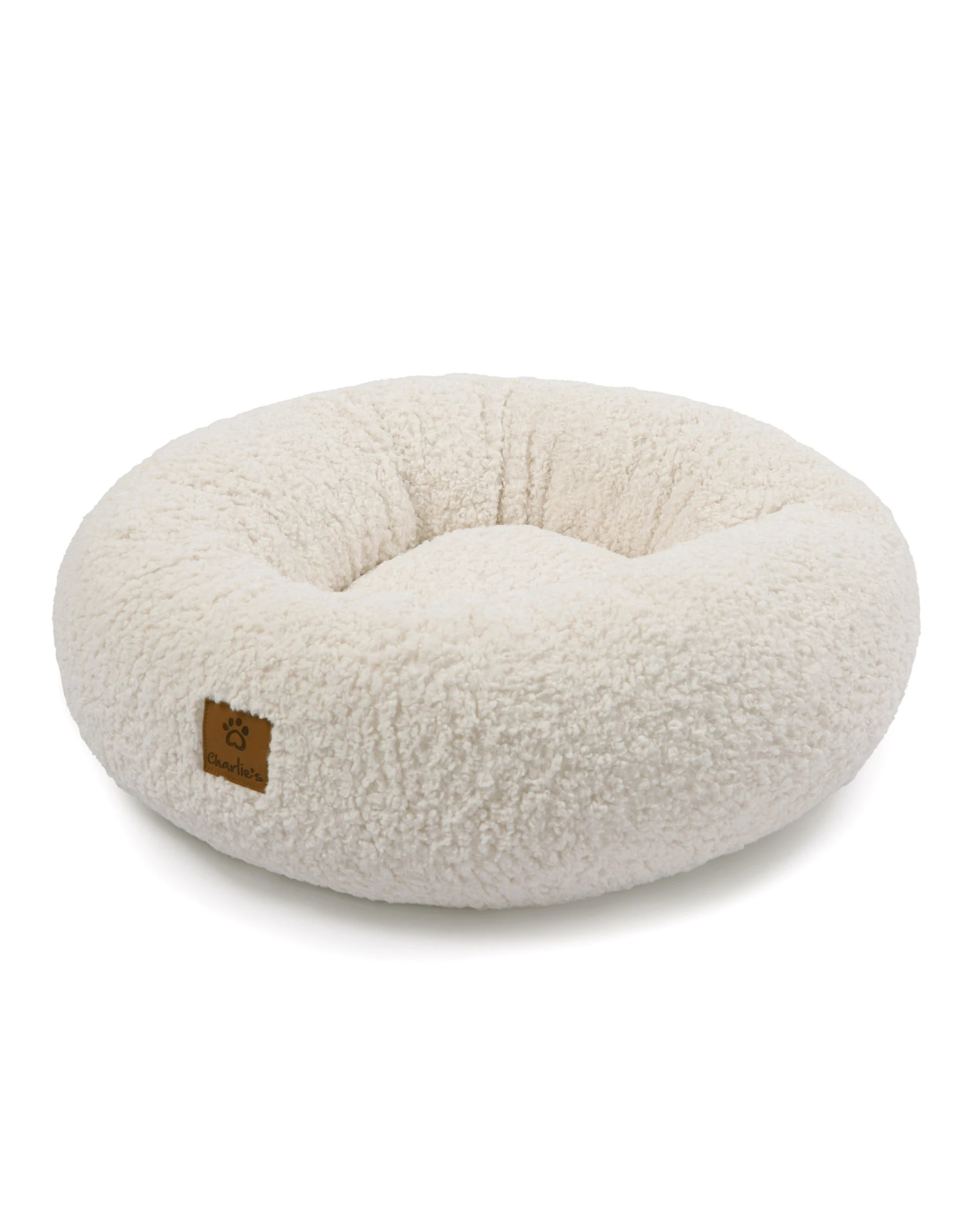 3 Charlie's Teddy Fleece Round Calming Dog Bed Large - Cream, 3 of 9
