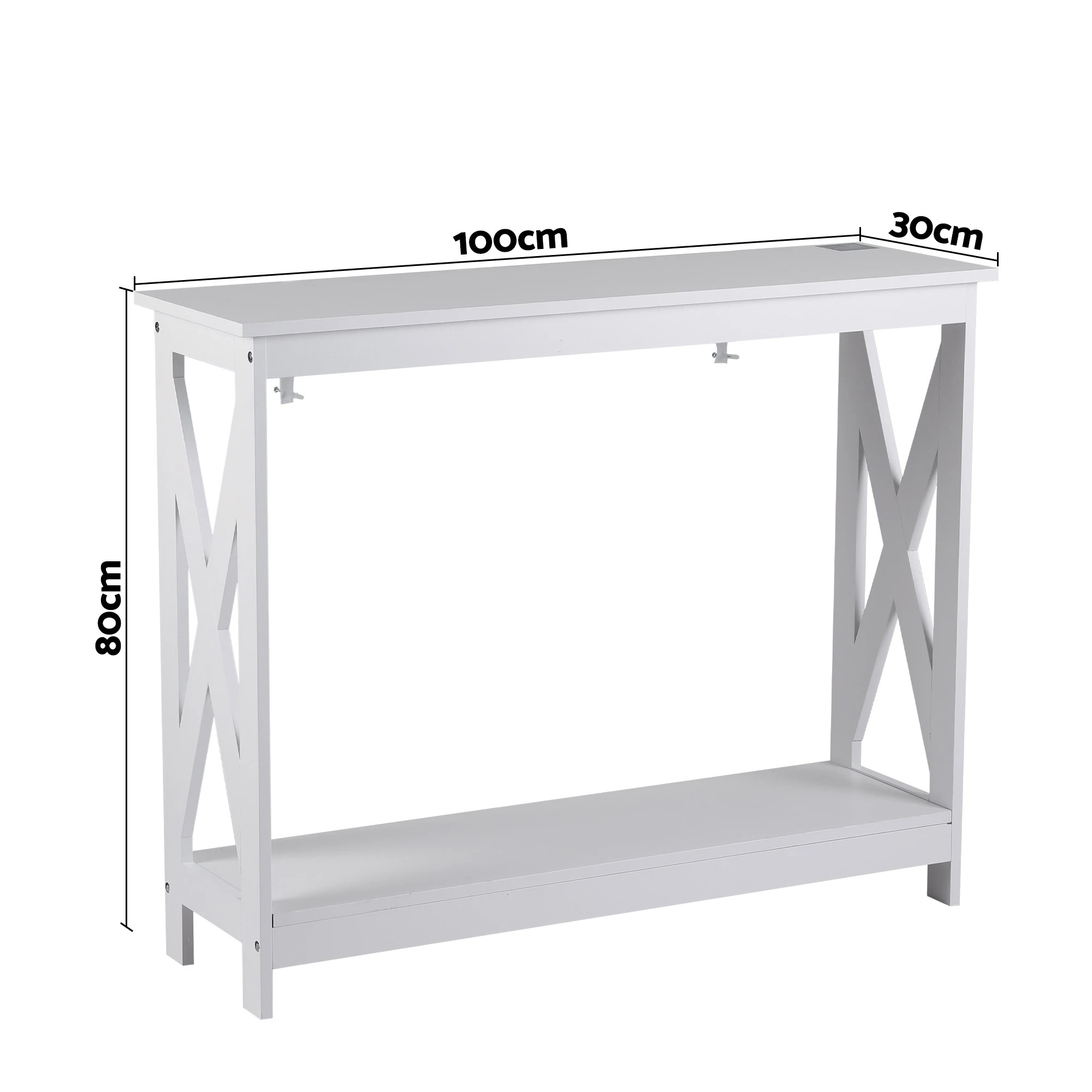 3 Artiss Console Table Entryway Hallway Display 2-Tier Narrow Sofa Table 100CM - White, 3 of 9