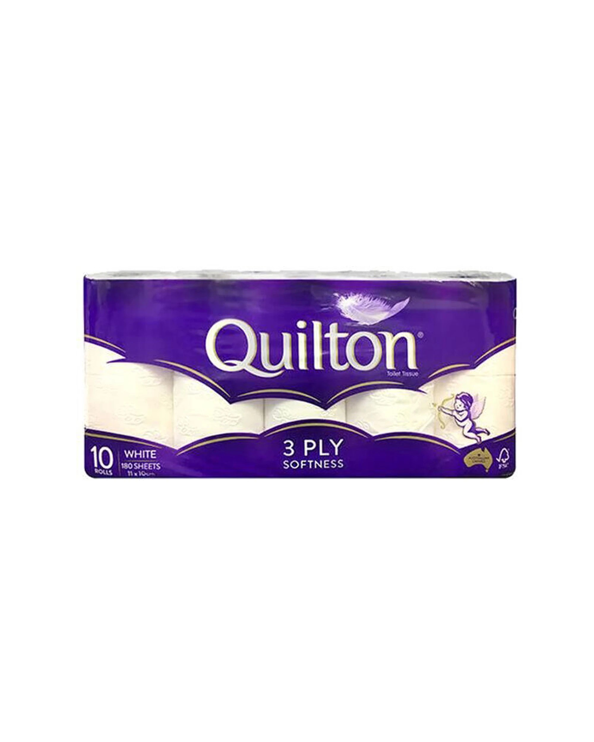 2 Quilton 6x 10pc Toilet Tissue Roll 3-Ply Softness 180 Sheets Bulk Value Pack - White, 2 of 2