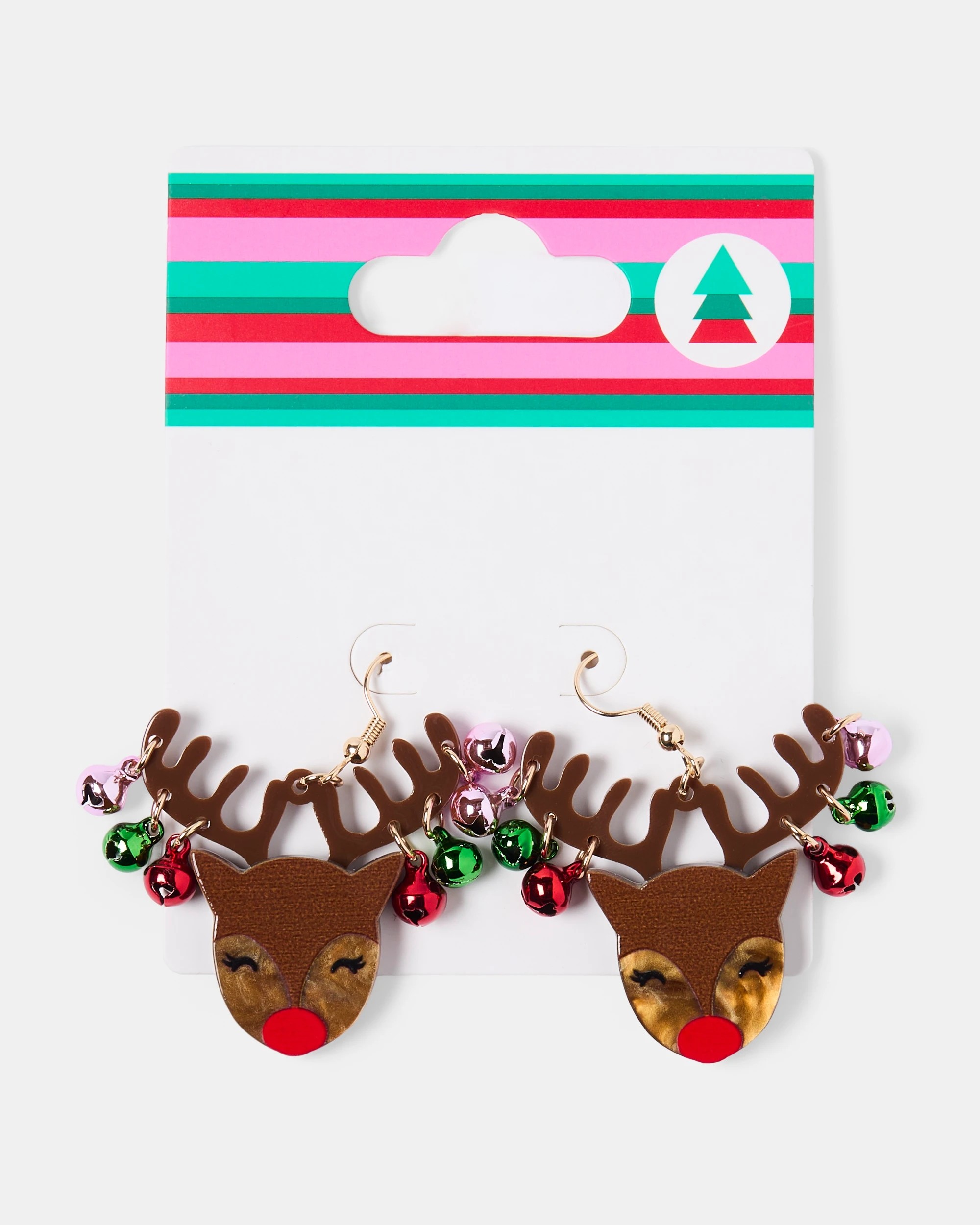 4 Christmas Reindeer Earrings - Gold Tone and Brown, 4 of 4
