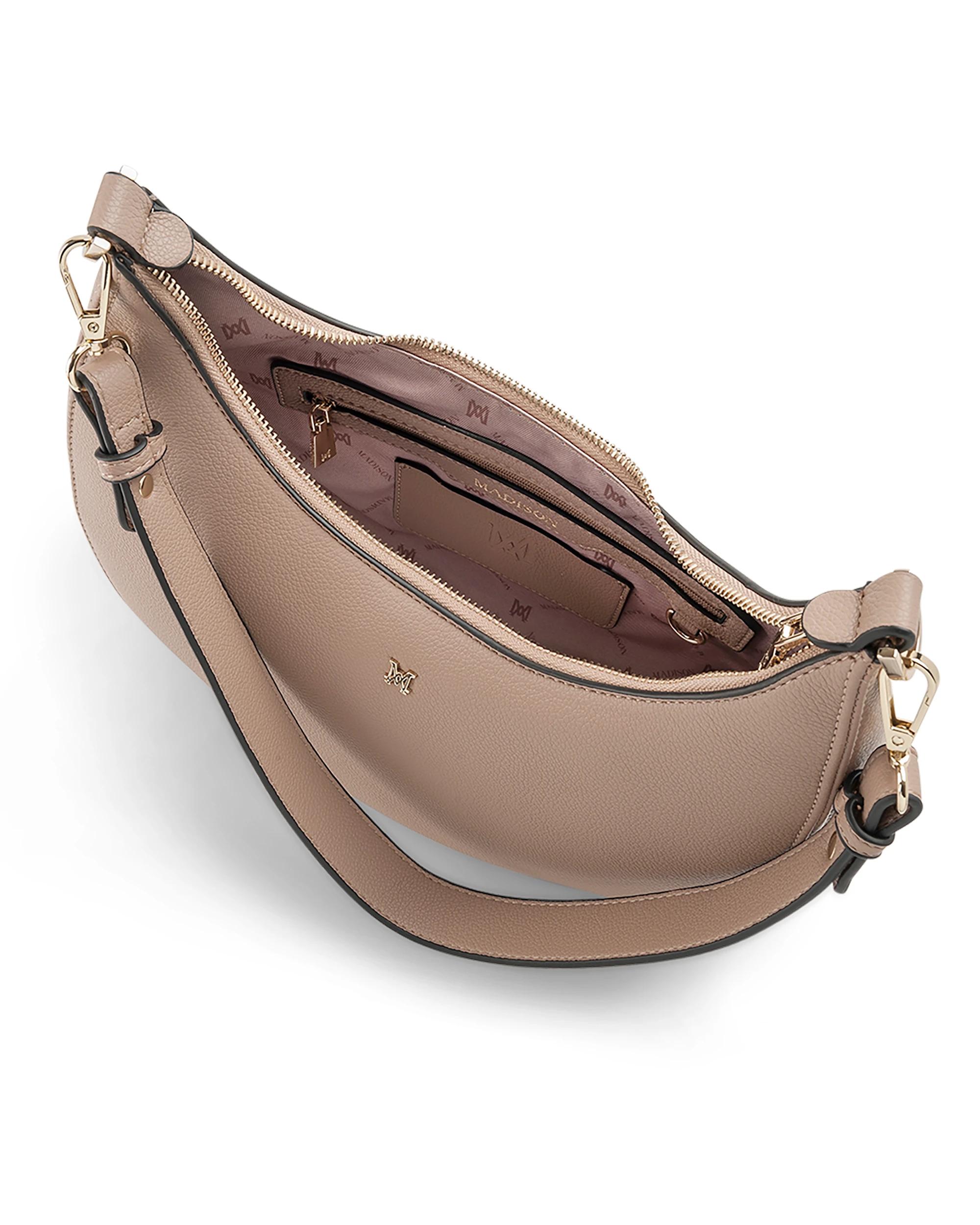 5 Madison Accessories Pia Crescent Hobo Convertible Crossbody TAUPE, 5 of 5