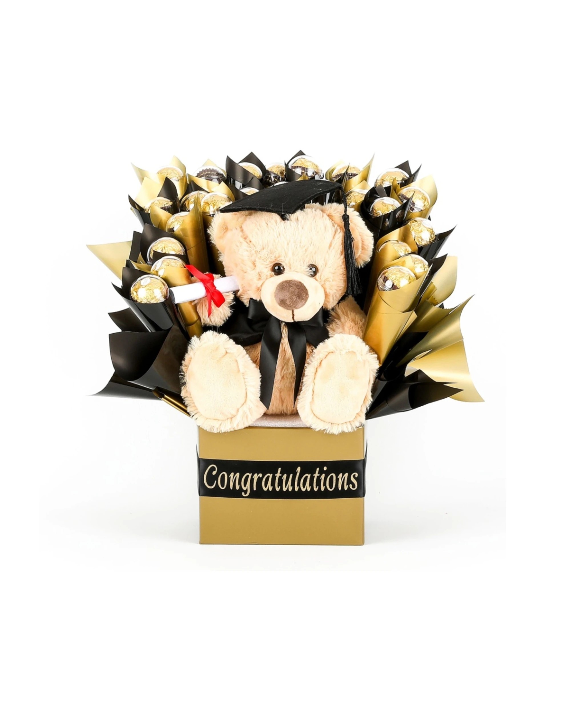 1 Gift Basket Graduation Bear And Chocolate Bouquet Set Ferrero Rocher Gift - Multi, 1 of 4
