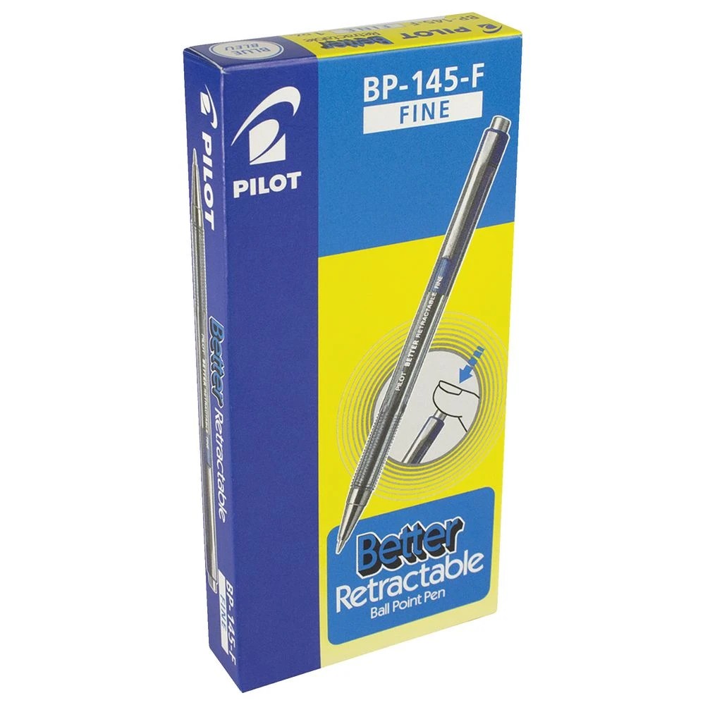 2 PILOT BP-145 Fine Retractable Ballpoint Pens Blue 12 Pack, 2 of 2