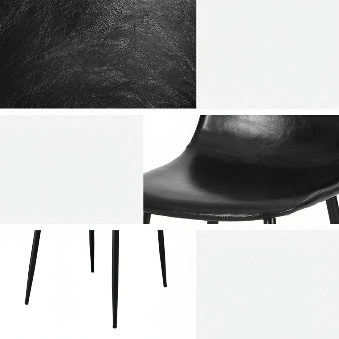 6 Artiss 2x Dining Chairs Retro PU Leather Kitchen Lounge Cafe Accent Chair - Black, 6 of 6