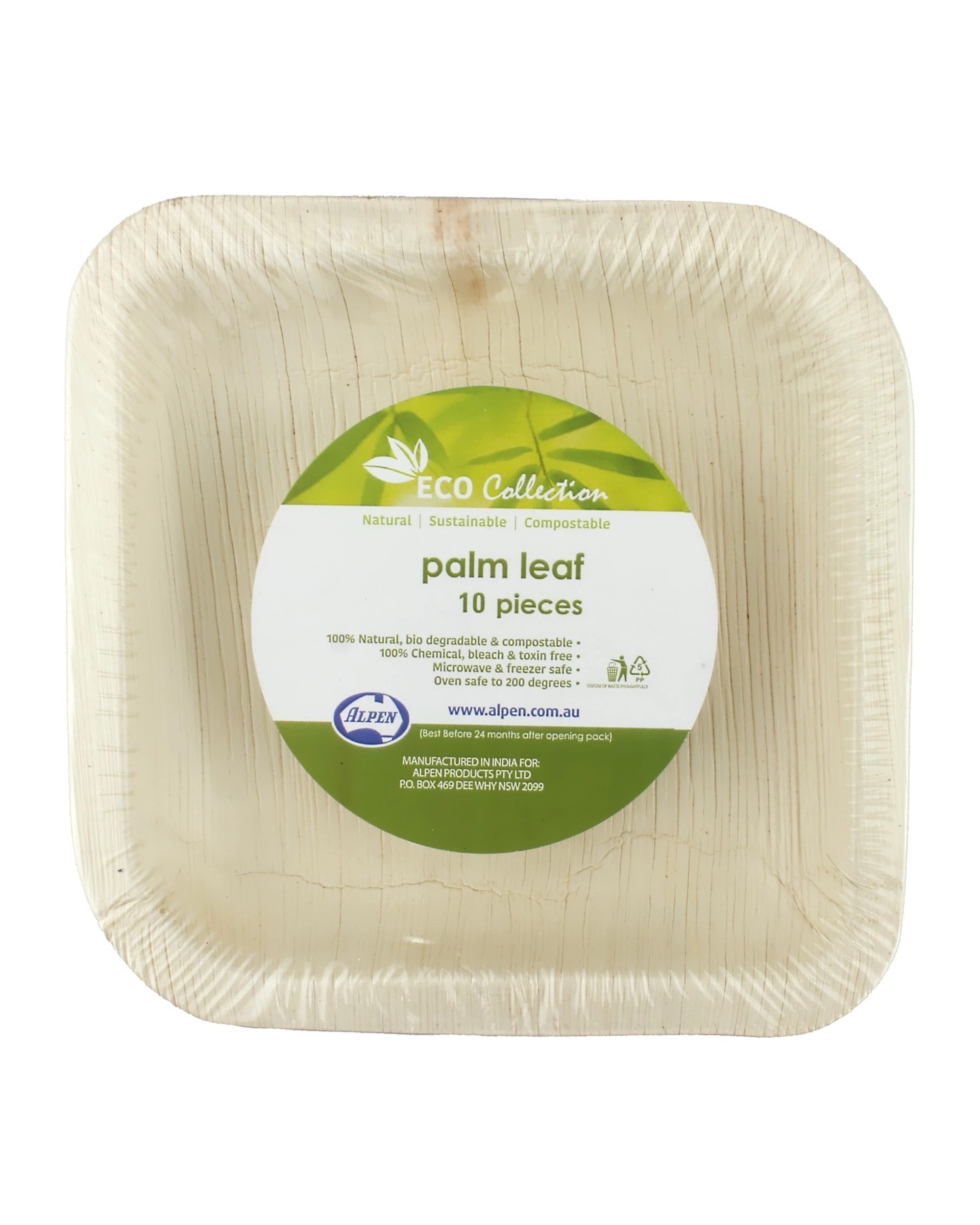 2 Alpen Natural Palm Leaf Small Square Plates Pack of 10, 2 of 2