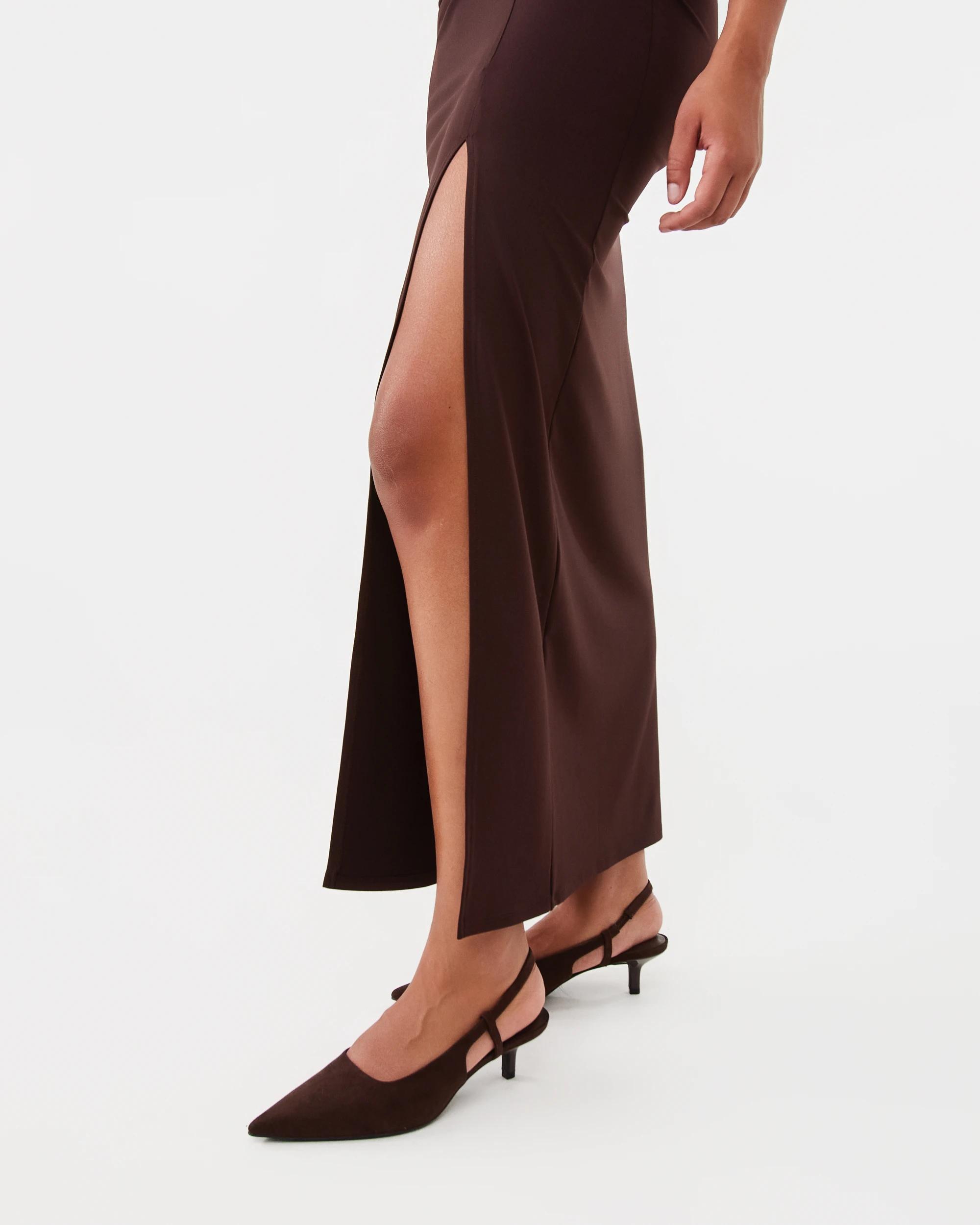3 Jersey Knot Midi Skirt Choc Plum, 3 of 4