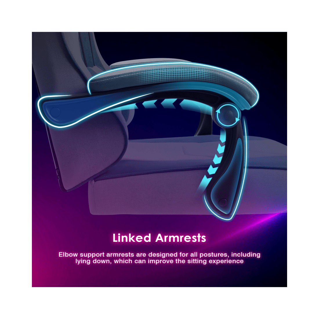 6 Advwin Gaming Chair With Footrest Linen Fabric Ergonomic Office Chair
 - Grey, 6 of 9