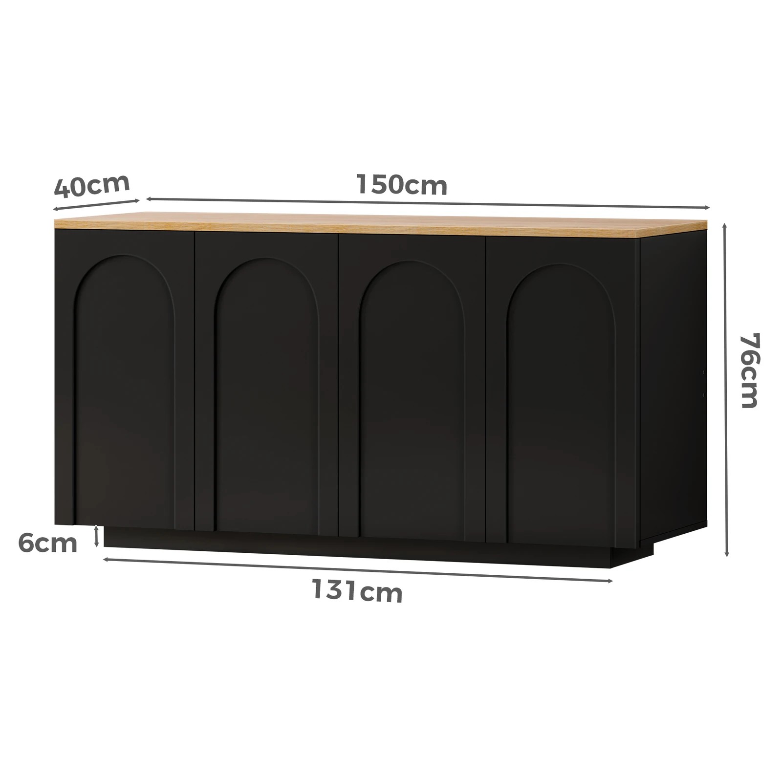9 Alfordson Buffet Sideboard Cupboard Storage Cabinet Kitchen Pantry Doors - Black, 9 of 10