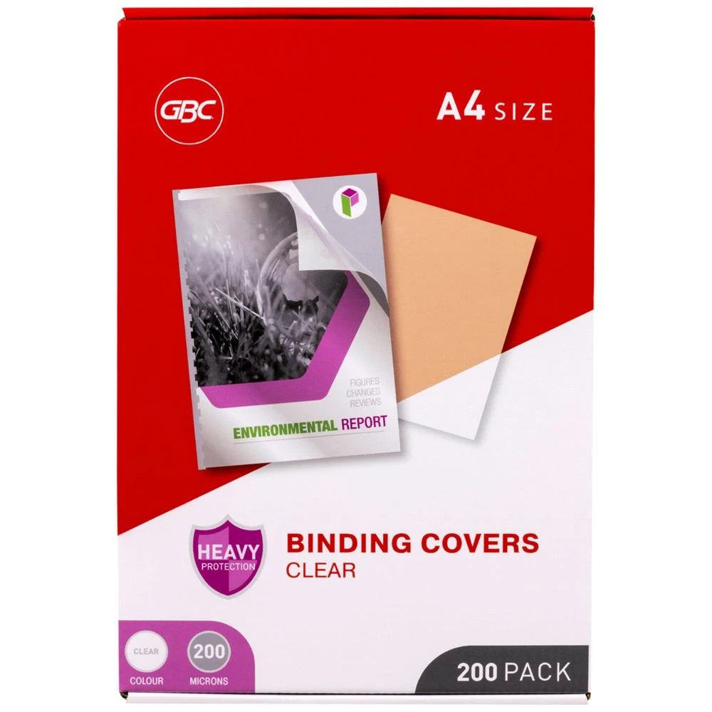 1 GBC A4 Front Binding Cover 200 Micron Clear 200 Pack, 1 of 3