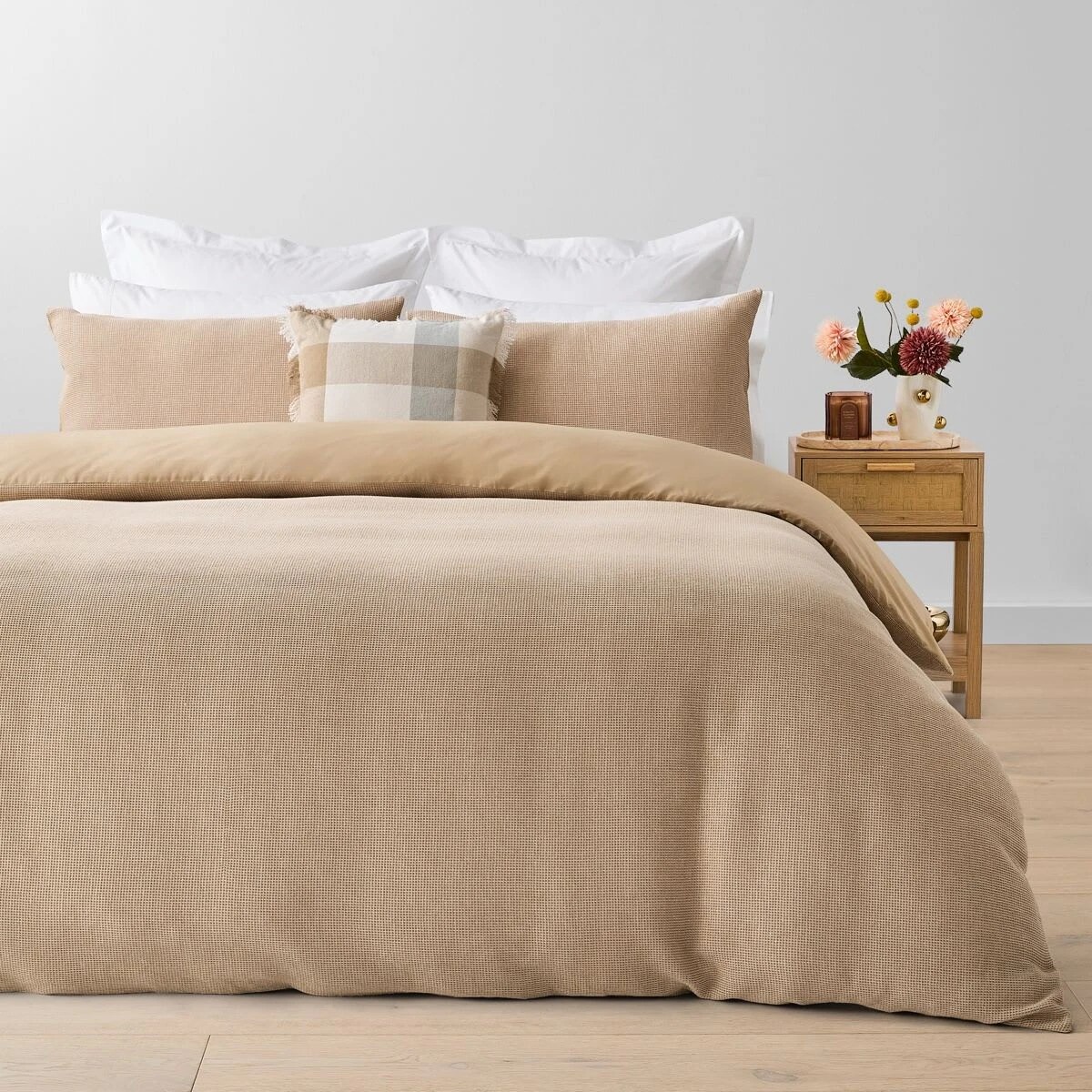 1 Waffle Micro Cotton Quilt Cover Set - King Bed, Lark, 1 of 6
