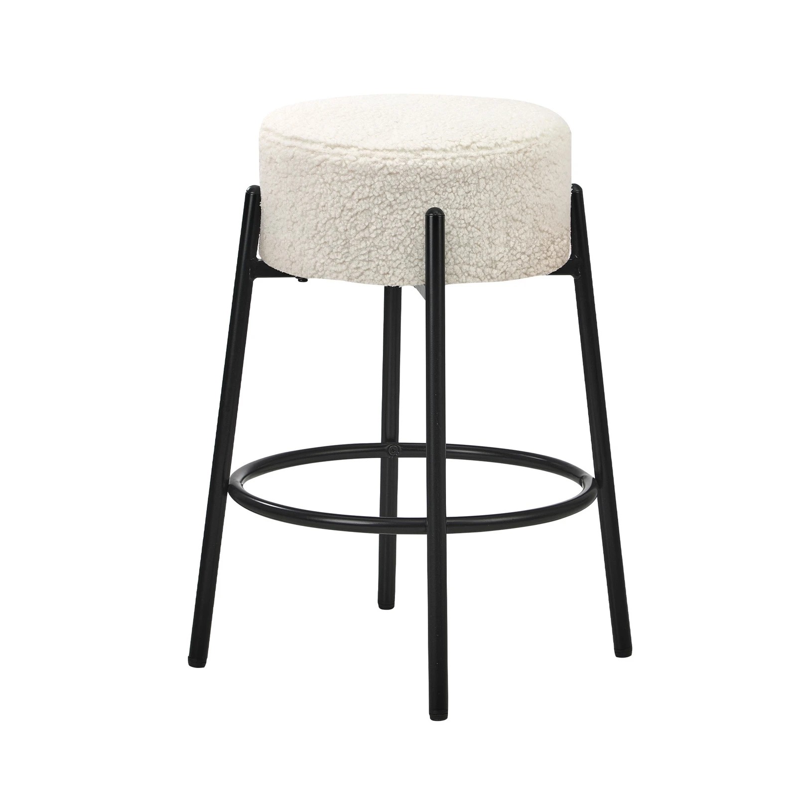 7 Oikiture 4x Bar Stools Kitchen Dining Chair Round Stool Boucle Fabric
 - White, 7 of 10