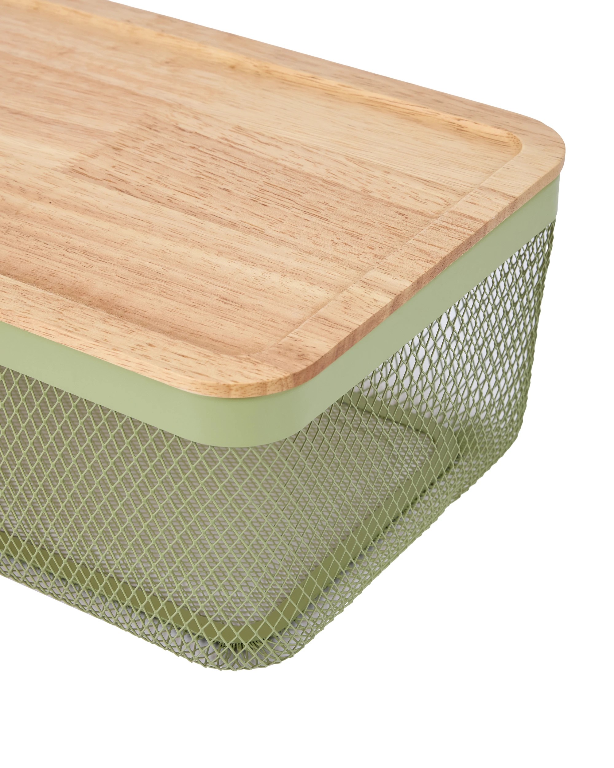 4 Large Basket with Wooden Lid - Green, 4 of 6