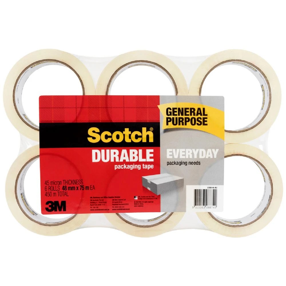 1 Scotch General Purpose Packaging Tape 48mm x 75m 6 Pack, 1 of 2