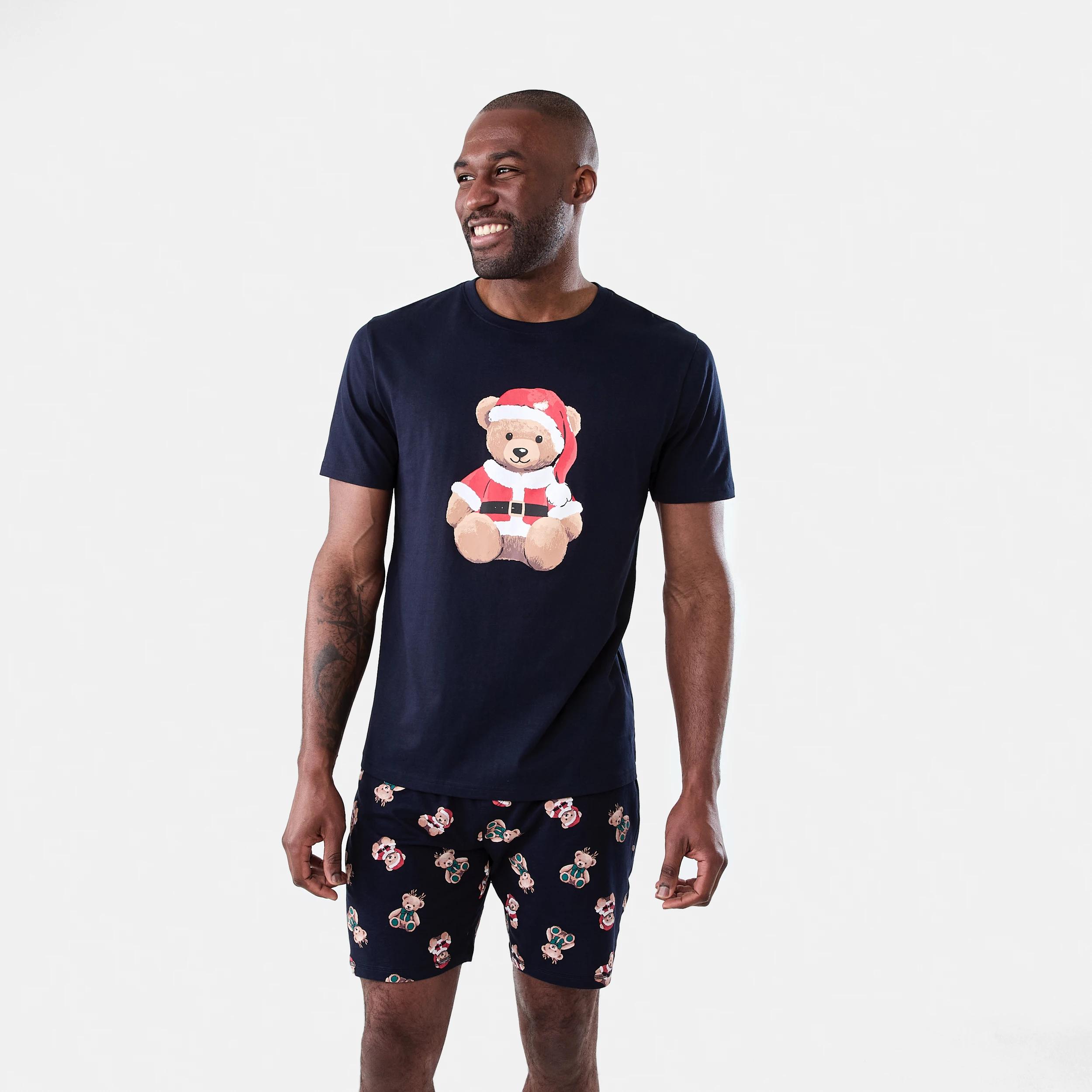 1 Teddy Bear Christmas Knit Shorts Family Matching Pyjama Set XMAS BEAR SKY CAPTAIN, 1 of 7