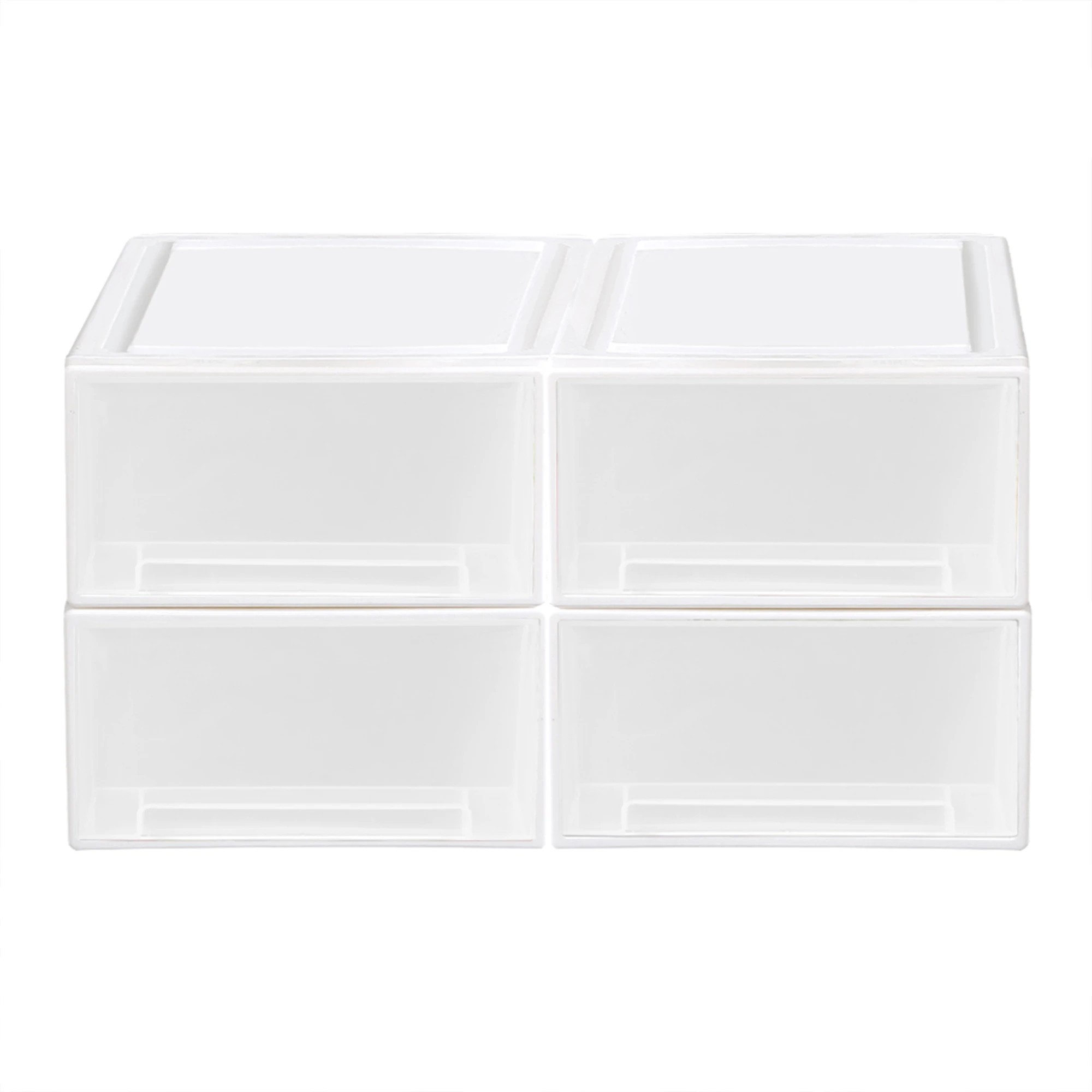 2 Traderight 4 Pcs 32L Multi Purpose Storage Bin Box with Drawer - White, 2 of 7