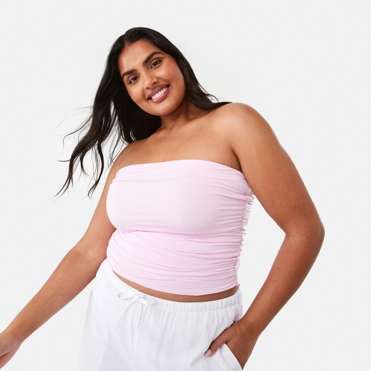3 Sleeveless Ruched Tube Top Chery Pink, 3 of 9