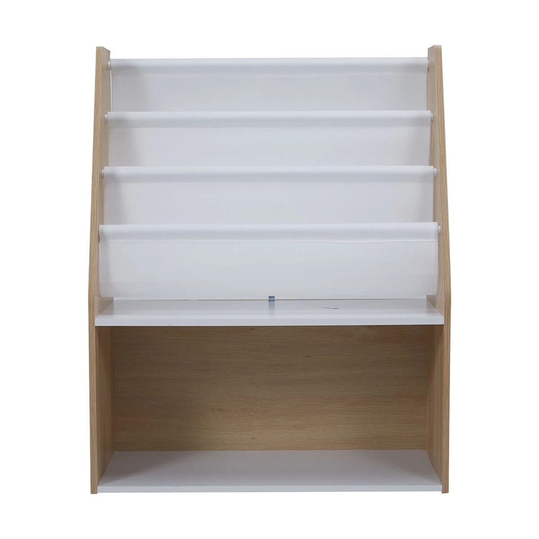 3 Oak Look and White Book Holder with Organiser, 3 of 9