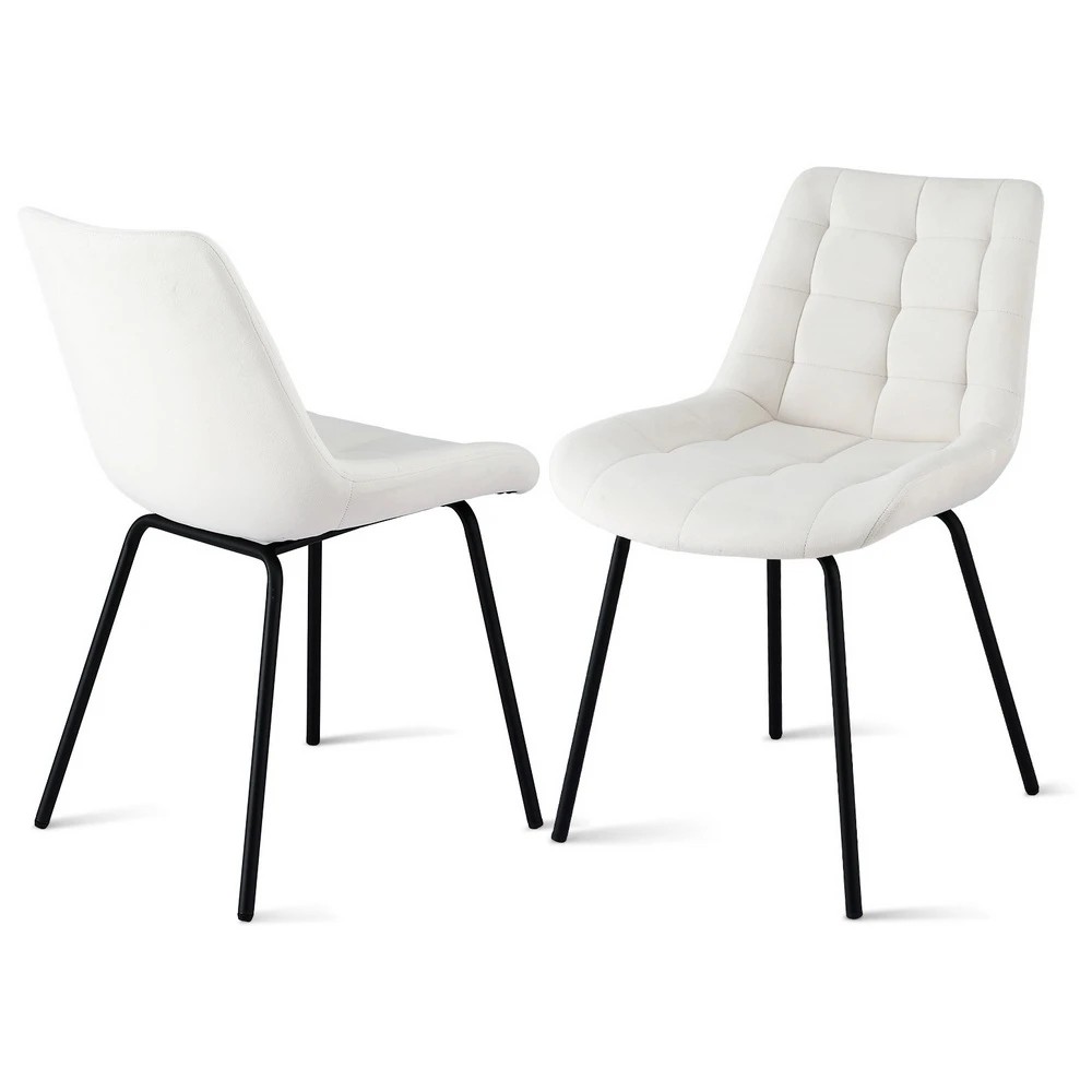 1 Artiss 2x Dining Chairs Velvet Tufted Kitchen Lounge Cafe Accent Chair - Natural, 1 of 6