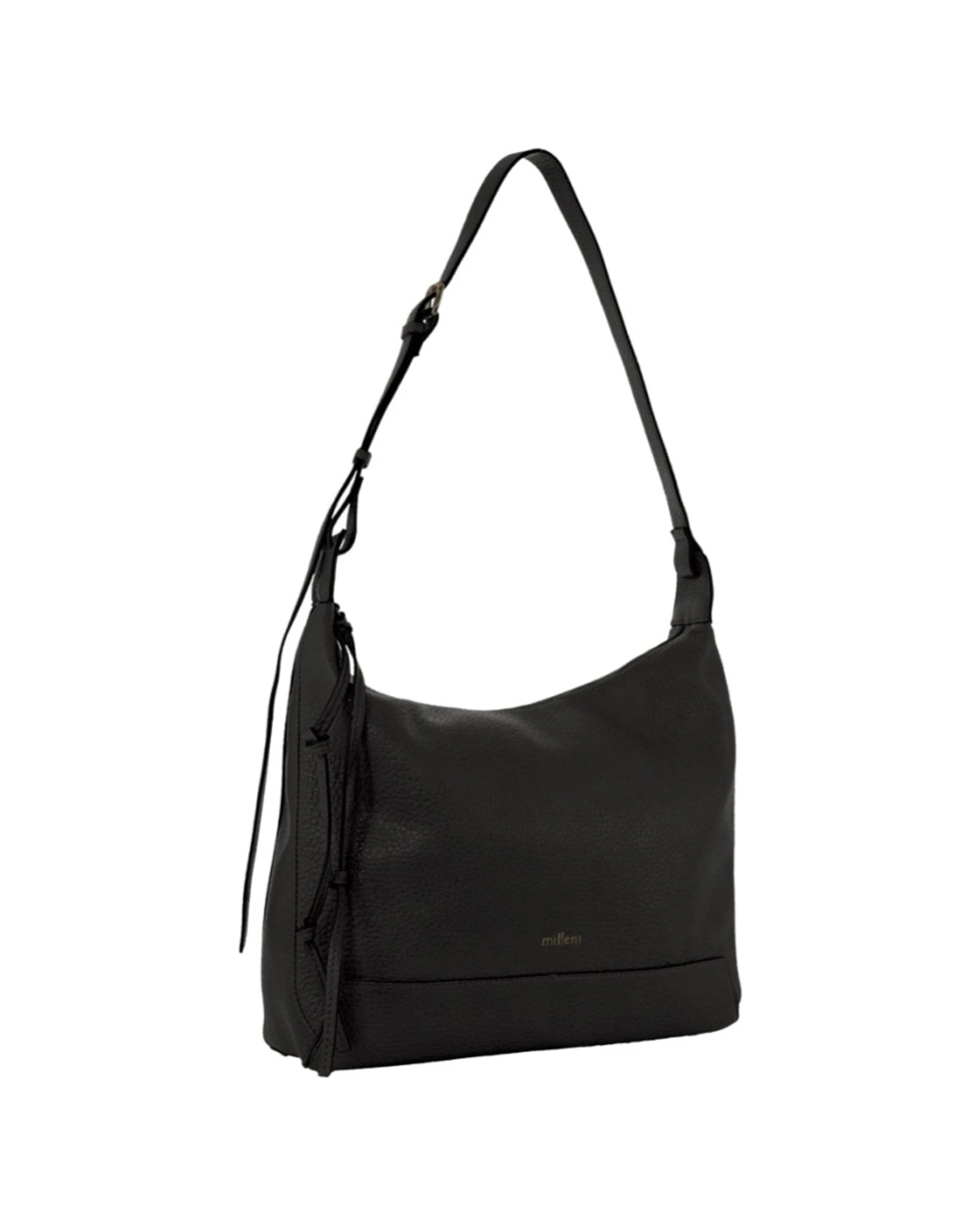 1 Milleni Vegan Leather Shoulder Bag W/ Adjustable Strap Laptop Compatibility Hardware Finish - Black, 1 of 4