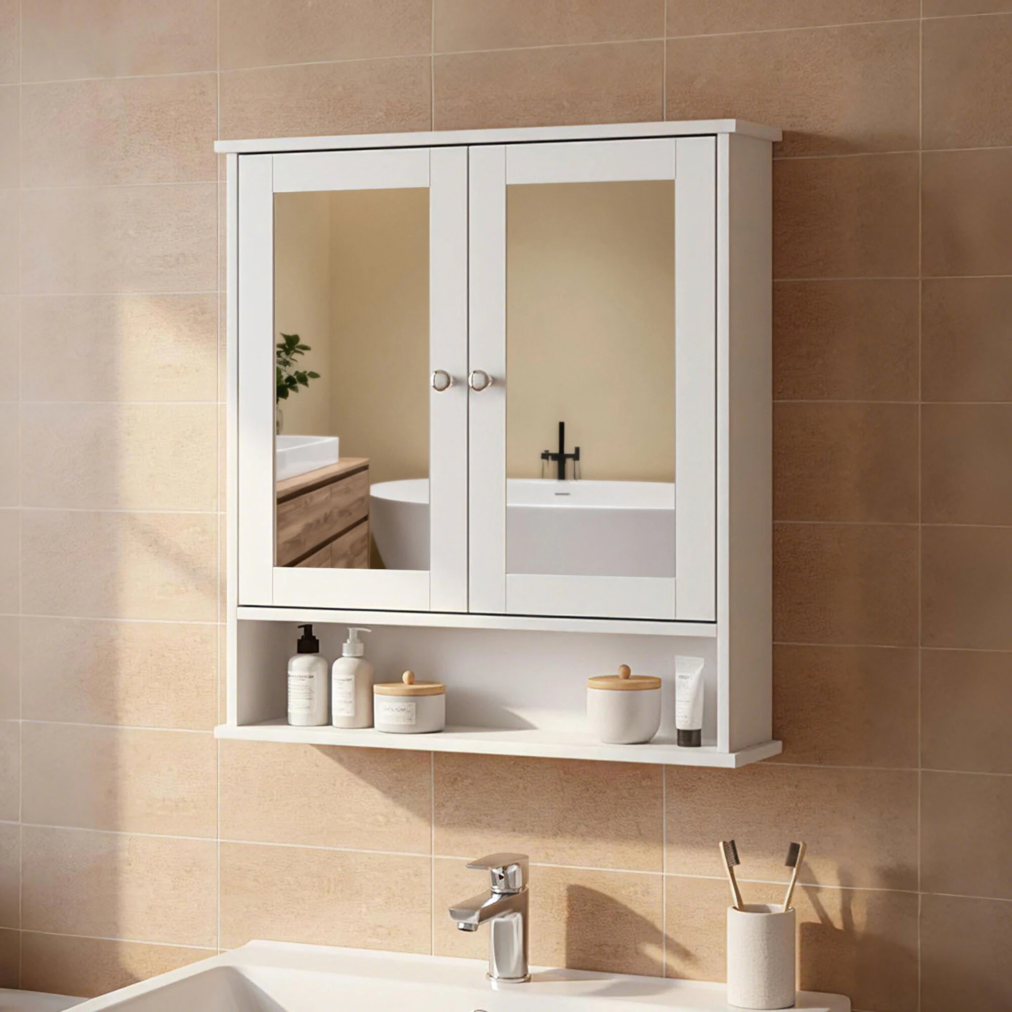 7 Levede Bathroom Mirror Cabinet Storage Toilet Cupboard Wall Mounted Shelves, 7 of 9