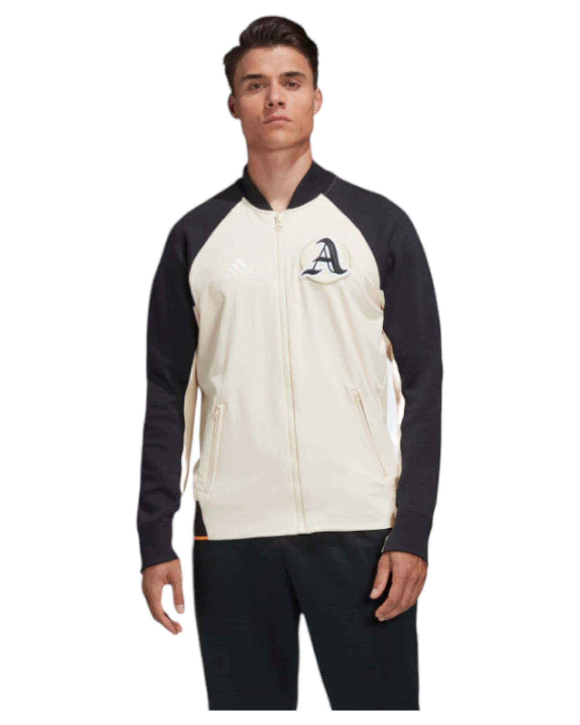 5 Adidas Mens Linen/Black Vrct Varsity Collegiate Zipup Jacket LINEN/BLACK, 5 of 7