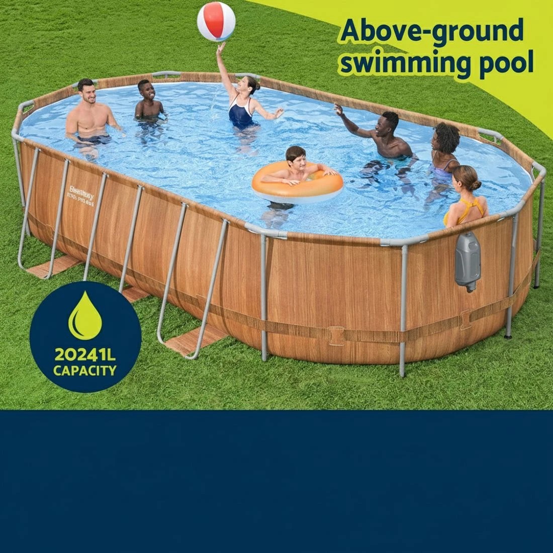 3 Bestway Swimming Pool Steel Frame Luxury Pool & SPA Massage Set 6.1x3.66x1.22m - Brown, 3 of 7