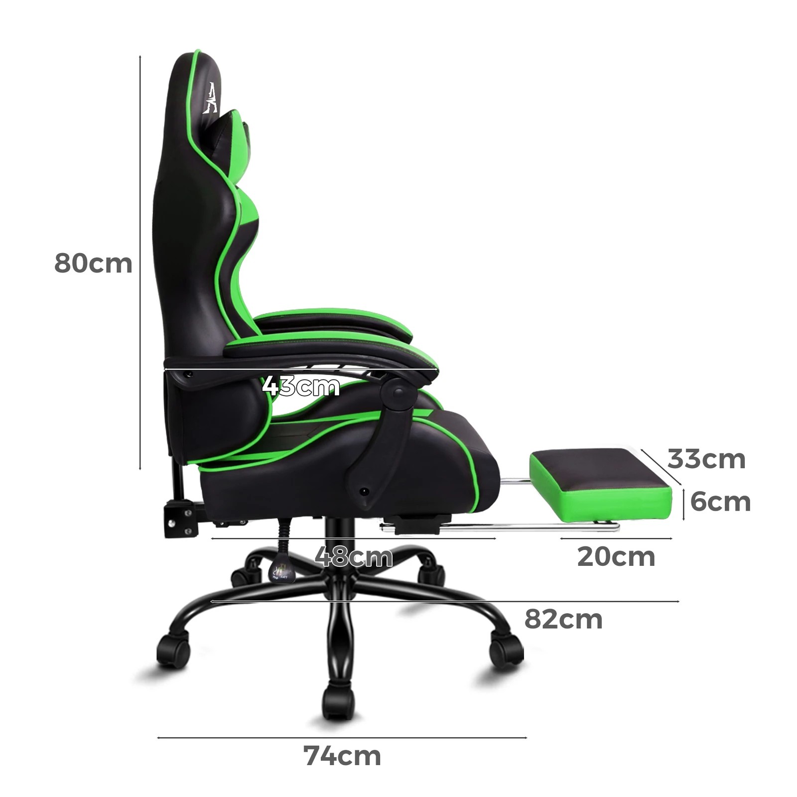 4 Alfordson Gaming Chair Office Massage Computer Racing Seat PU Leather - Green, 4 of 10