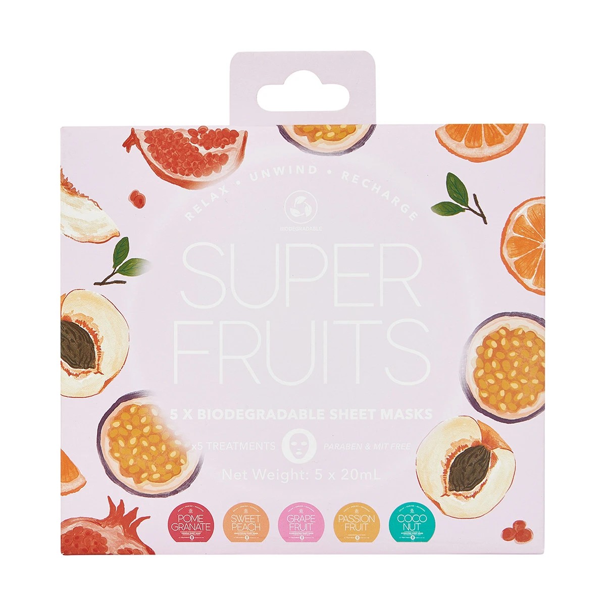 4 5 Pack Super Fruits Sheet Masks 20ml, 4 of 5