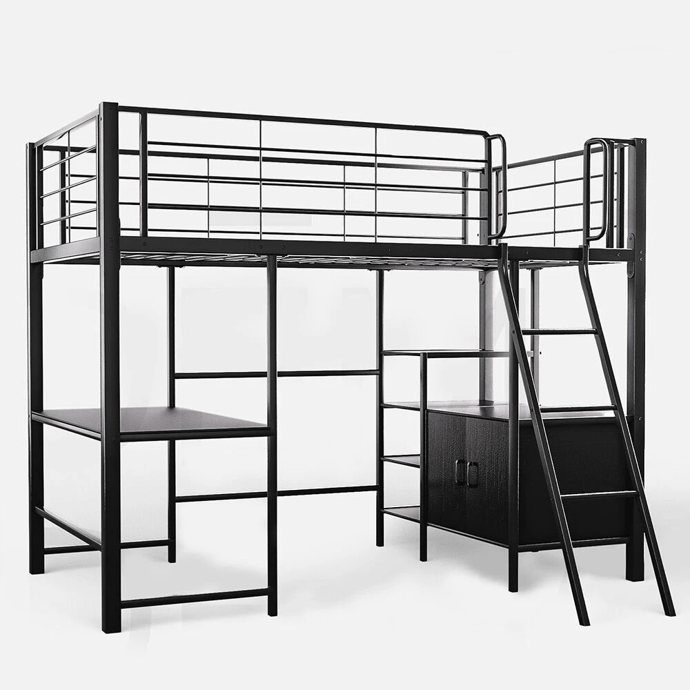 1 Kingston Slumber Single Gaming Loft Bed with Desk, Cabinet - Plain, 1 of 1