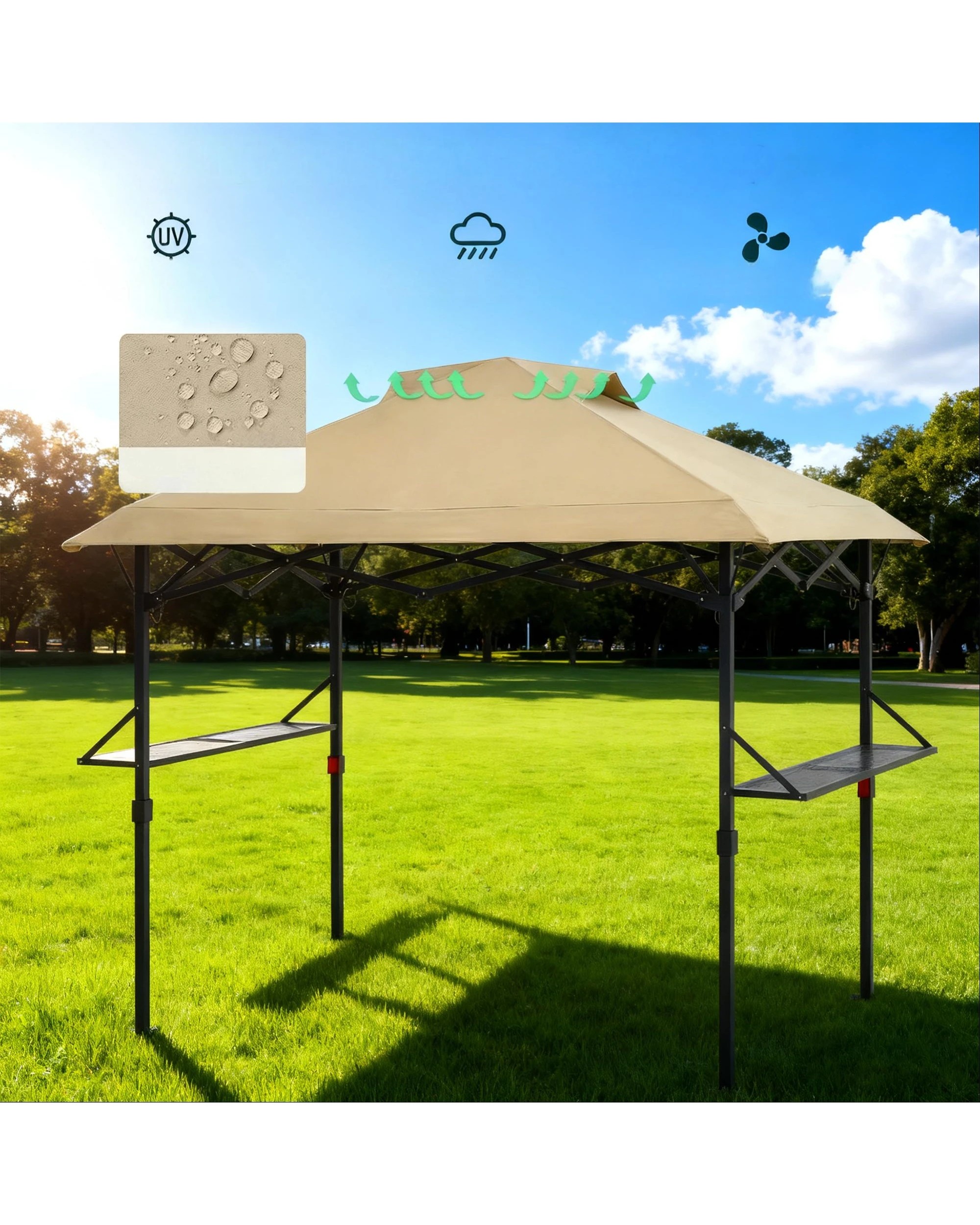 6 Advwin Grill BBQ Gazebo Outdoor Foldable -Beige, 6 of 8