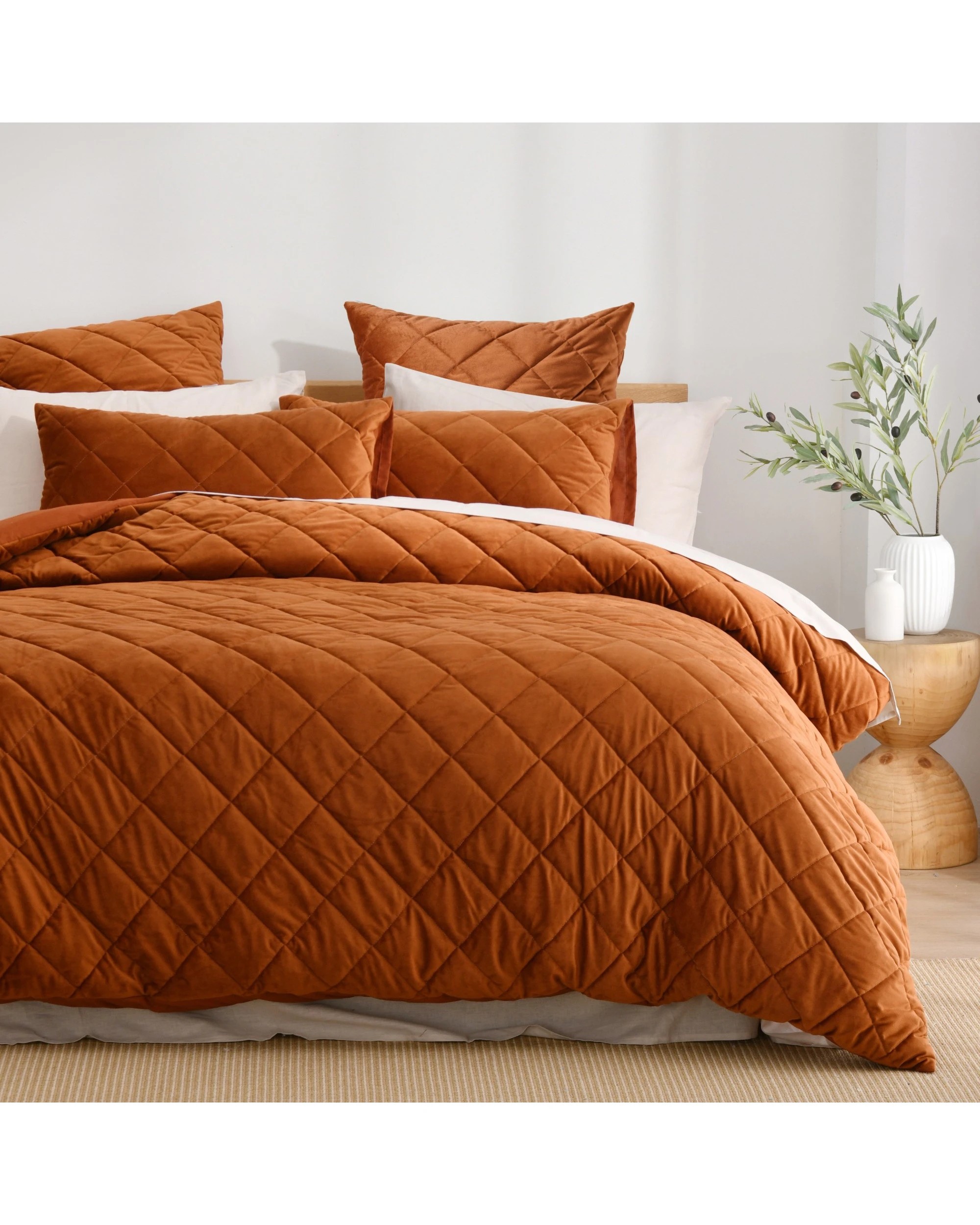 1 Dreamaker Haven Quilted Quilt Cover Set - Queen Bed - Rust, 1 of 9